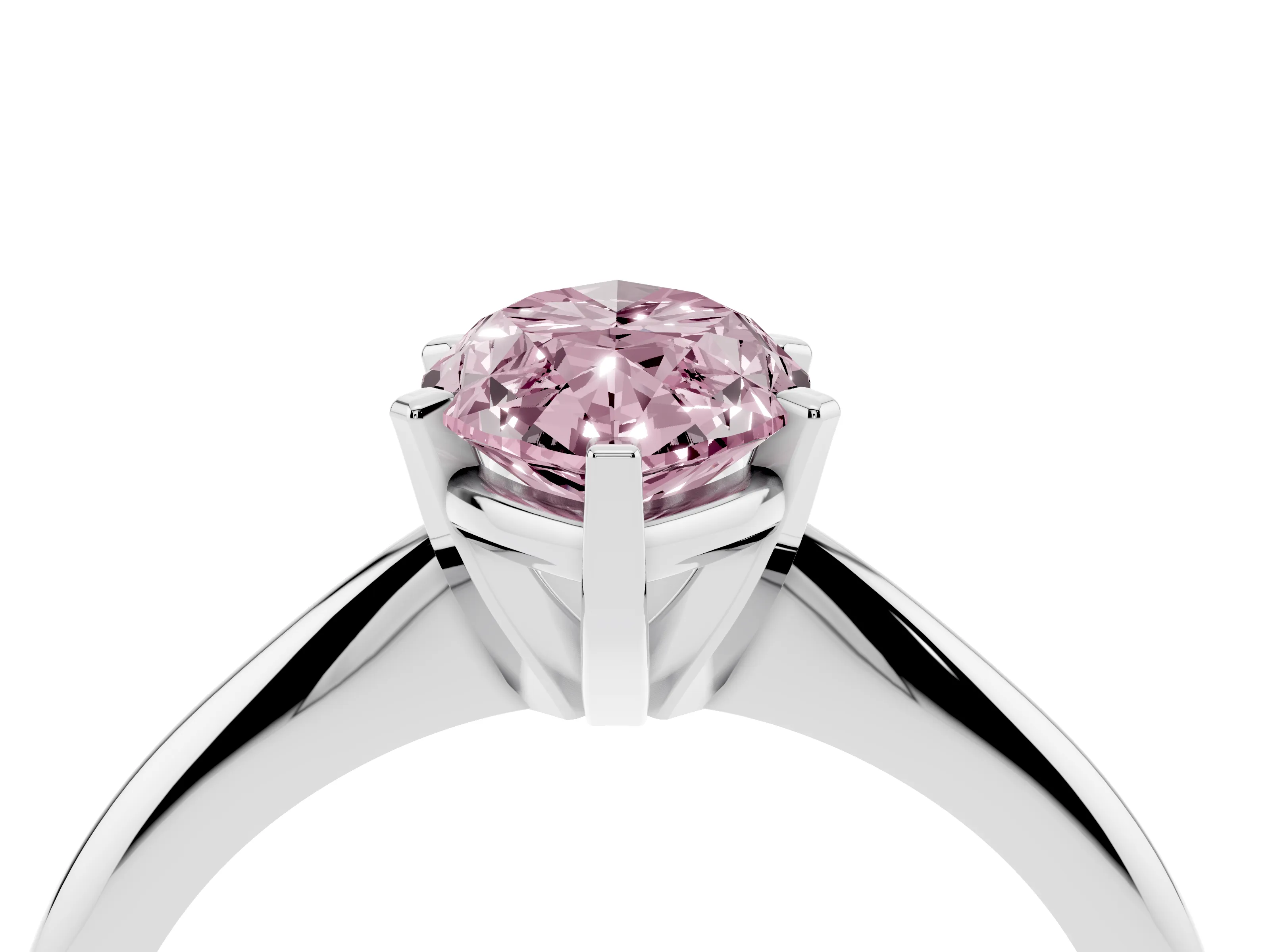 Fancy Pink Marquise Cut Diamond Solitaire Ring Set in Silver with Prong Setting on a Plain Round Band