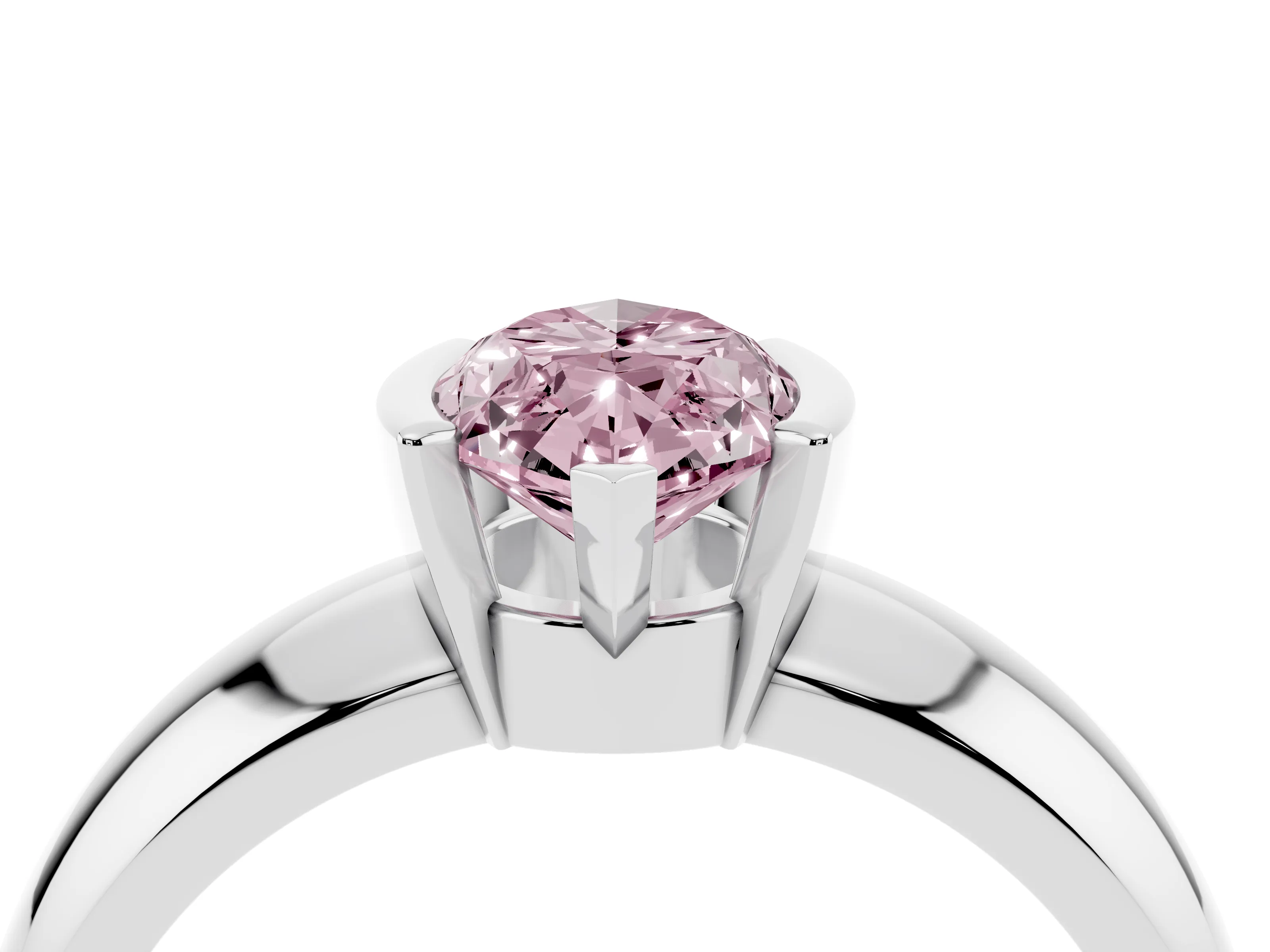 Fancy Pink Marquise Cut Diamond Solitaire Tension Set Ring Set in Platinum with Wide Band