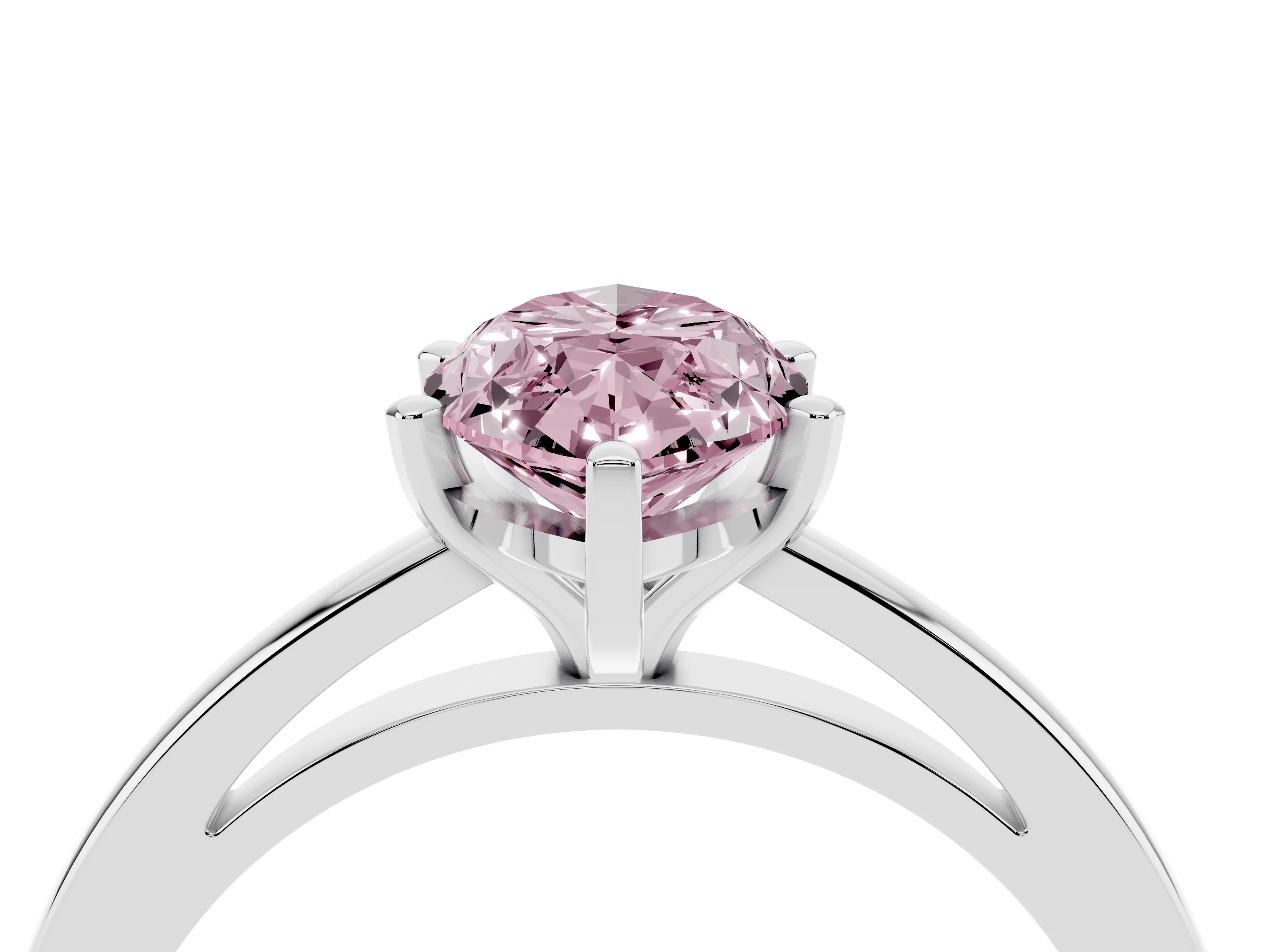 Fancy Pink Marquise Cut Diamond Solitaire Engagement Ring Set in Platinum with Prong Setting on a Classic Band
