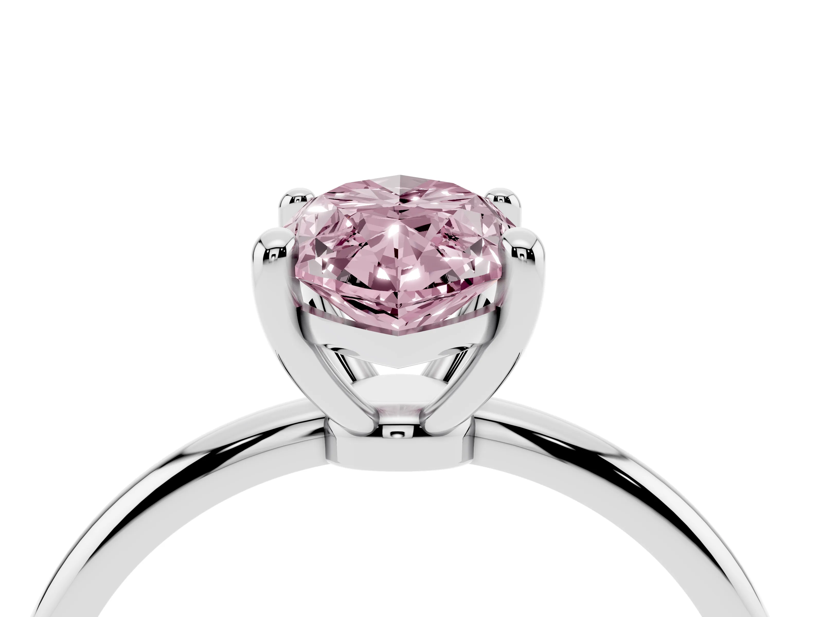 Fancy Pink Marquise Cut Diamond Solitaire Ring Set in White gold with Secure Prong Setting on a Classic Band