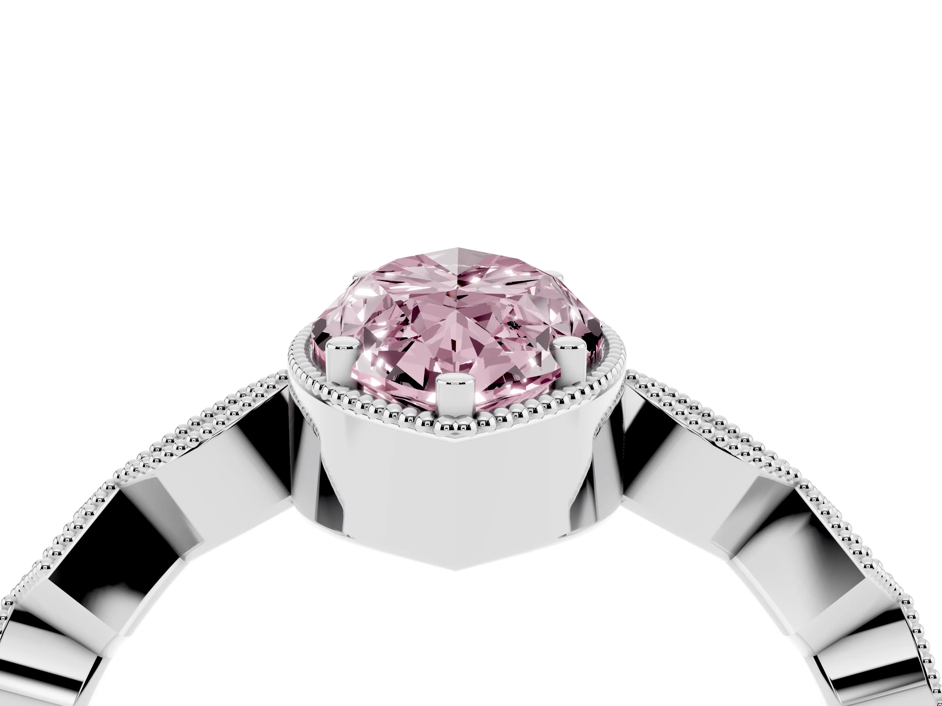 Fancy Pink Marquise Cut Diamond Milgrain Marquise Twist Band Ring Set in Silver with Prong Setting