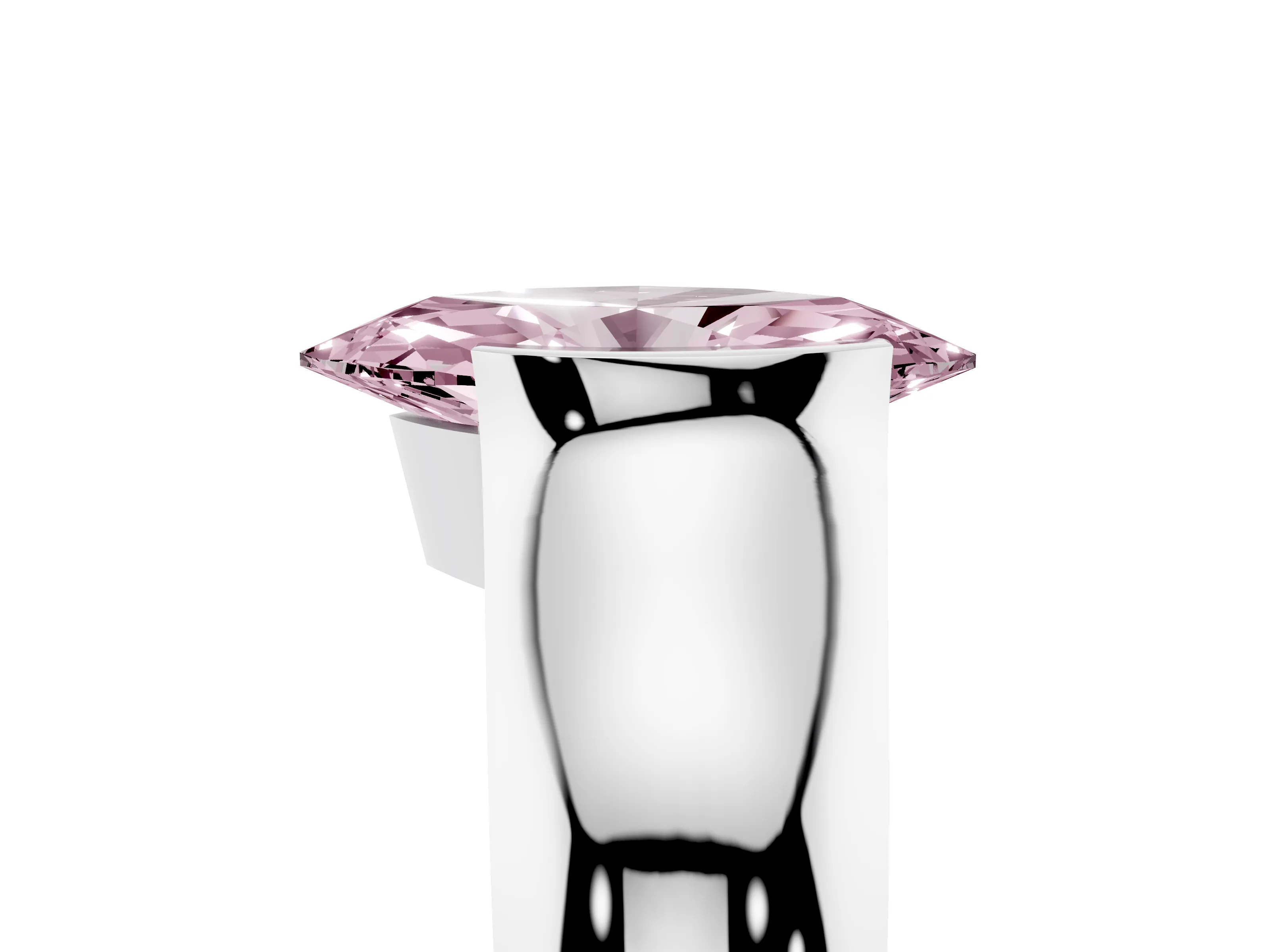 Fancy Pink Marquise Cut Diamond Bezel Solitaire Ring Set in White gold with Wide Band