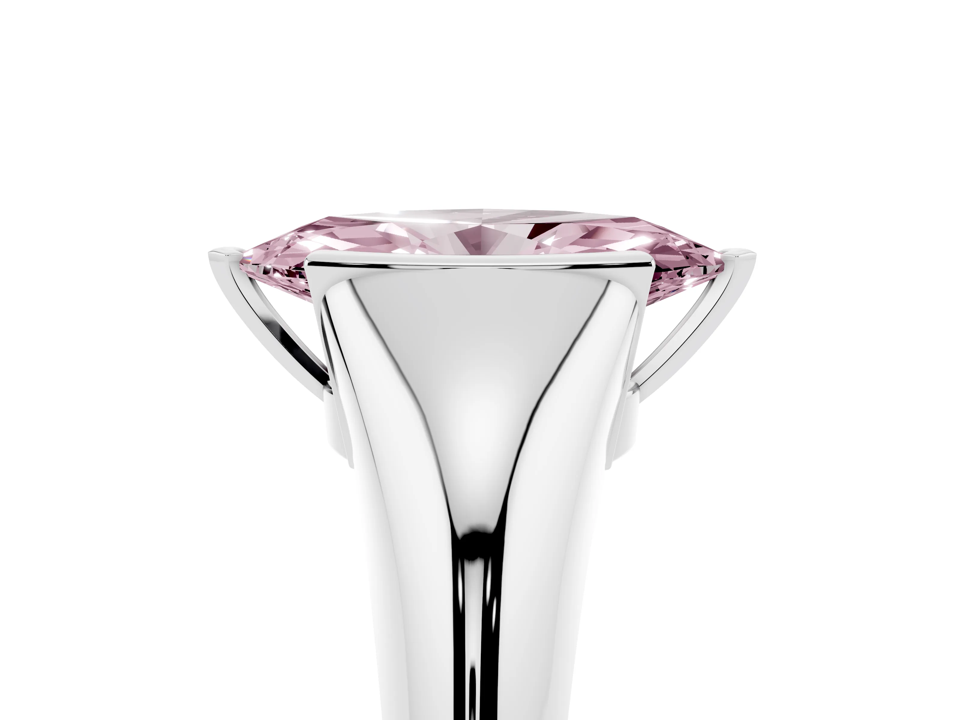 Fancy Pink Marquise Cut Diamond Solitaire Tension Set Ring Set in Silver
