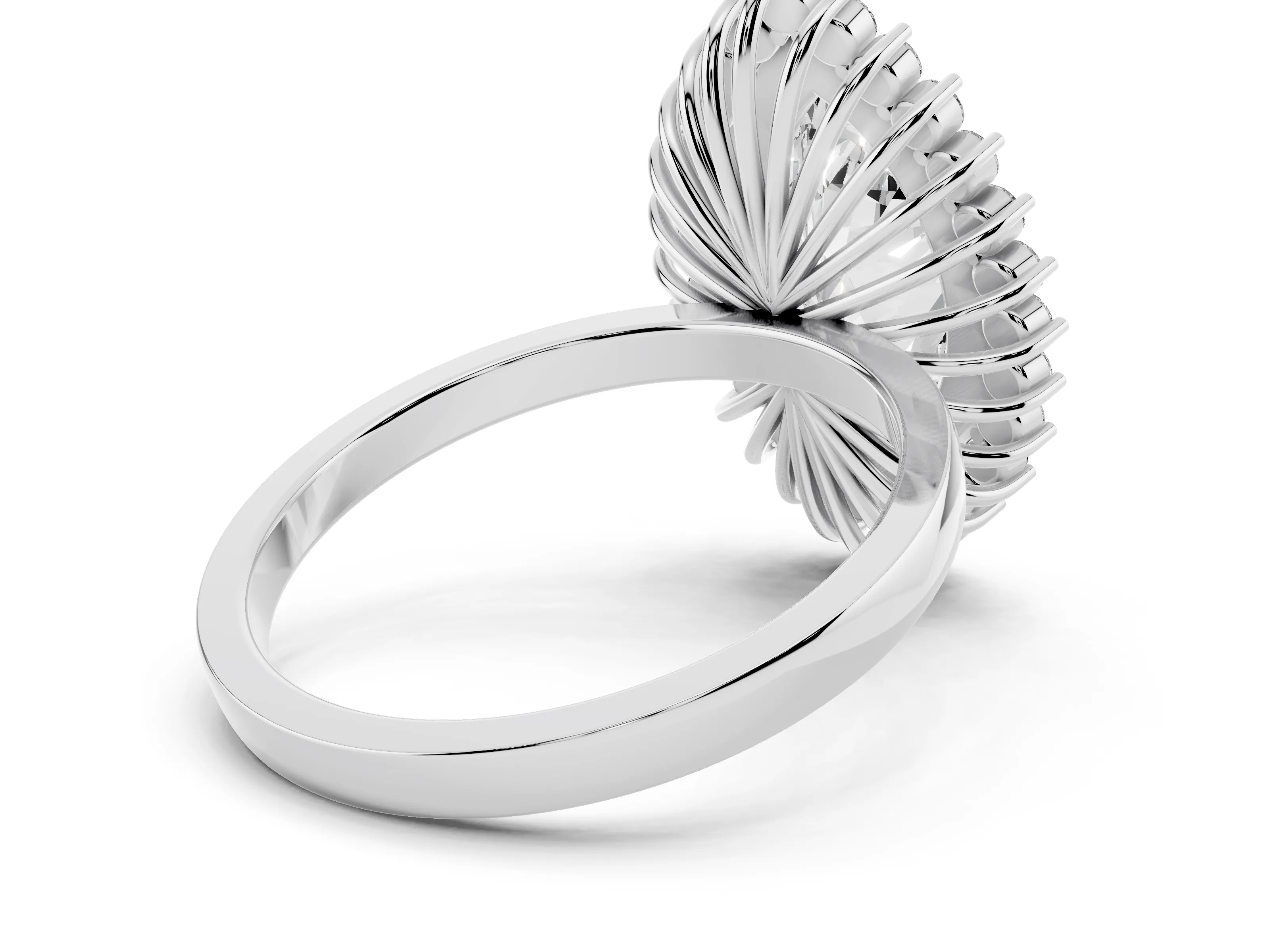 Marquise Cut Diamond Halo Ring Set in Silver with Milgrain Edge and Round Prong Setting