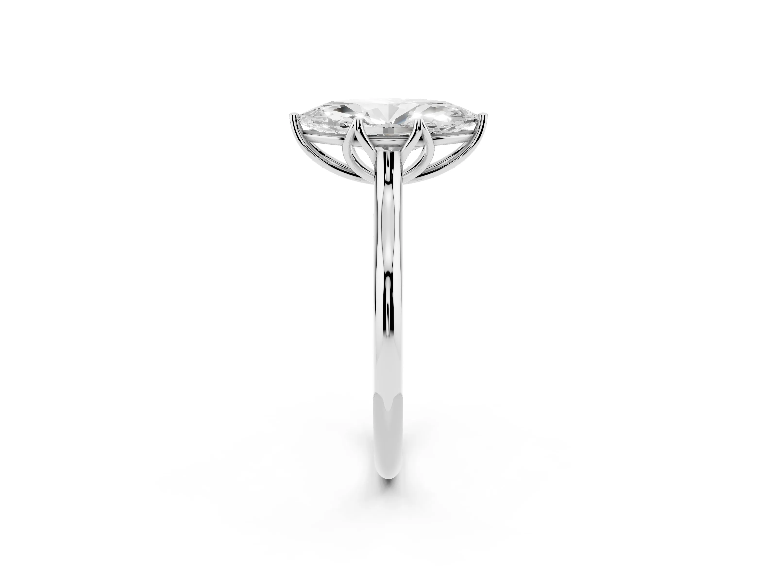Marquise Cut Diamond Solitaire Cathedral Ring Set in Platinum with Prong Setting