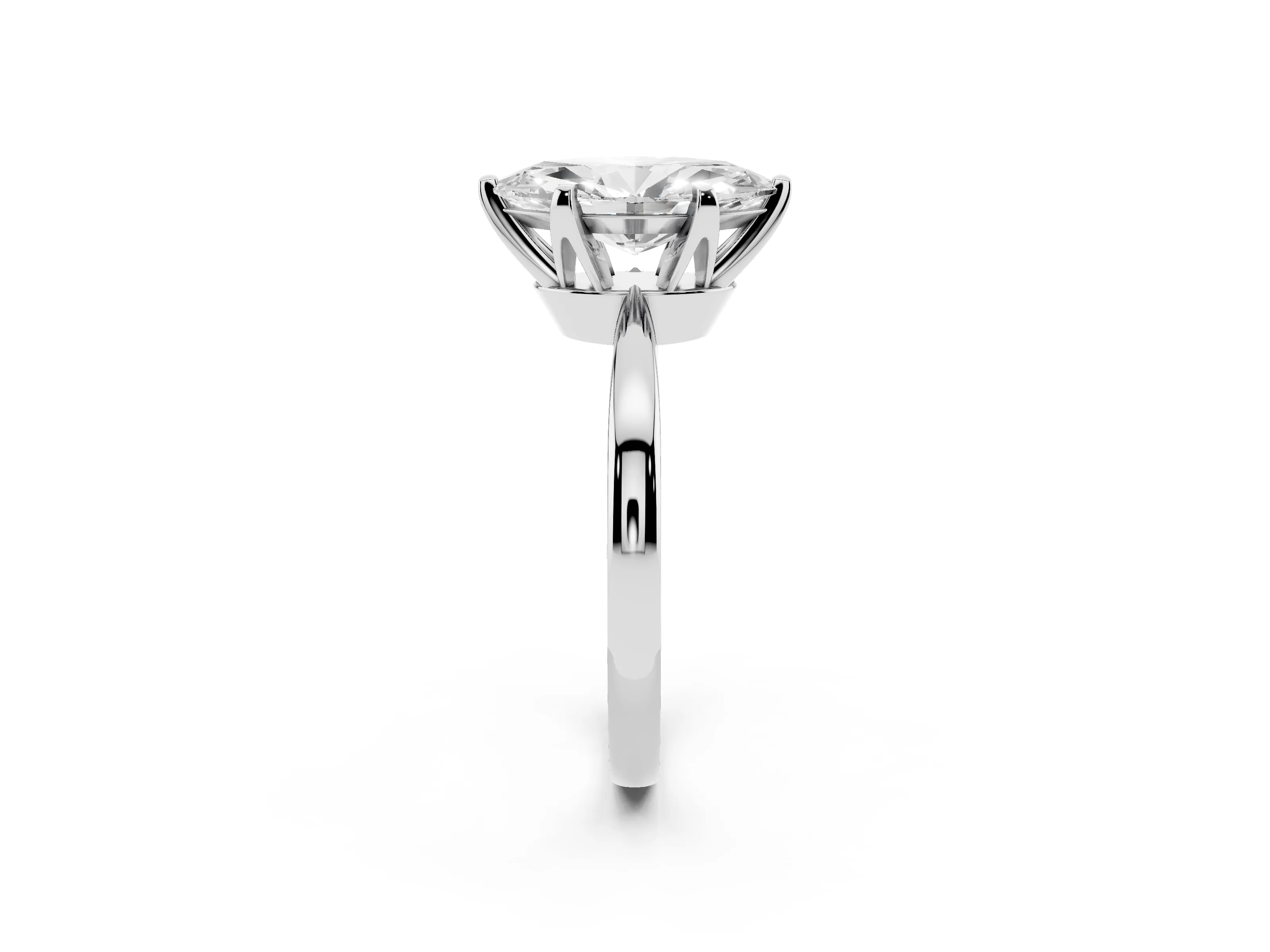 Marquise Cut Diamond Solitaire Engagement Ring Set in White gold with Slim Tapered Solitaire Band