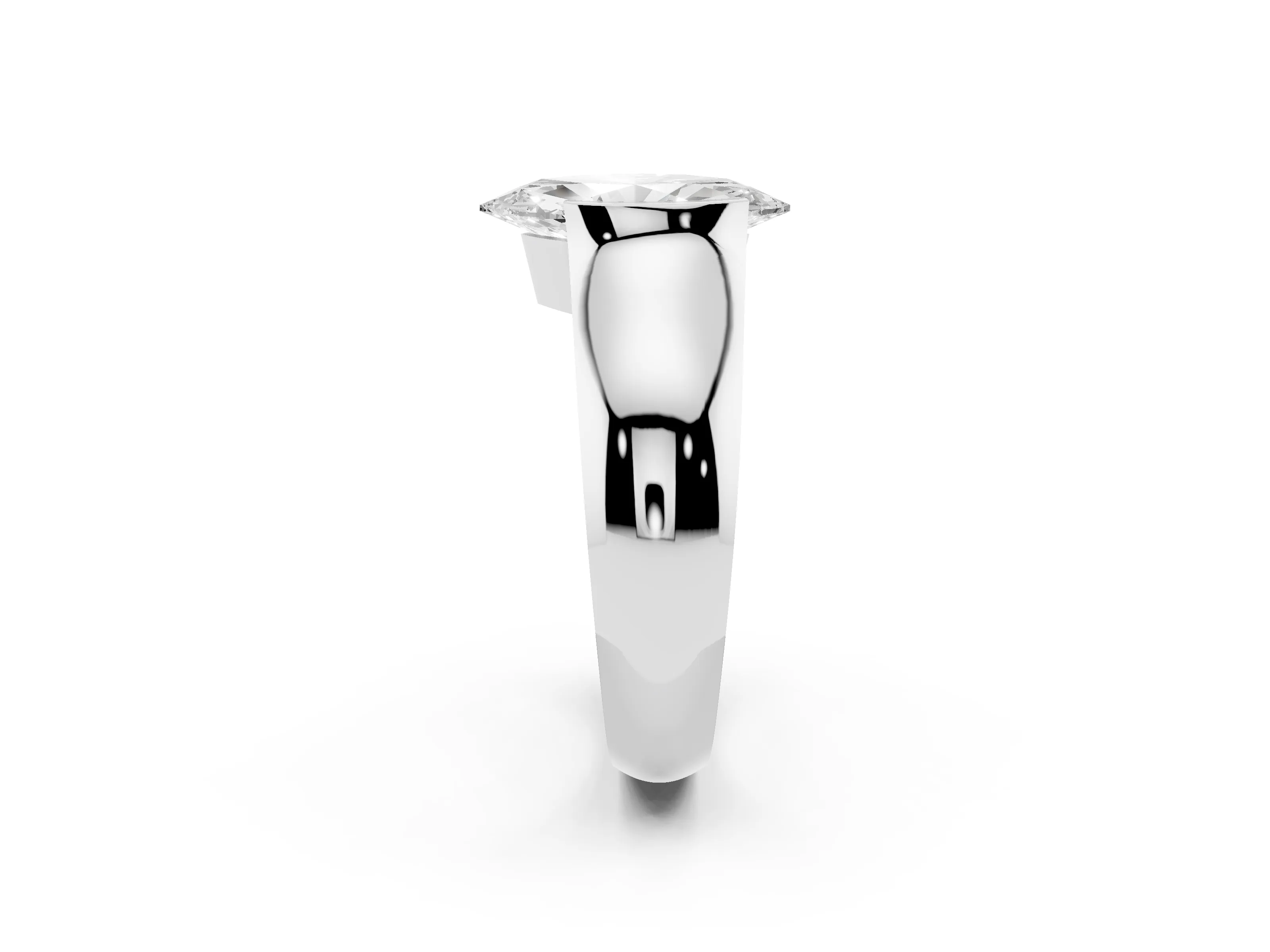Marquise Cut Diamond Bezel Solitaire Ring Set in White gold with Wide Band