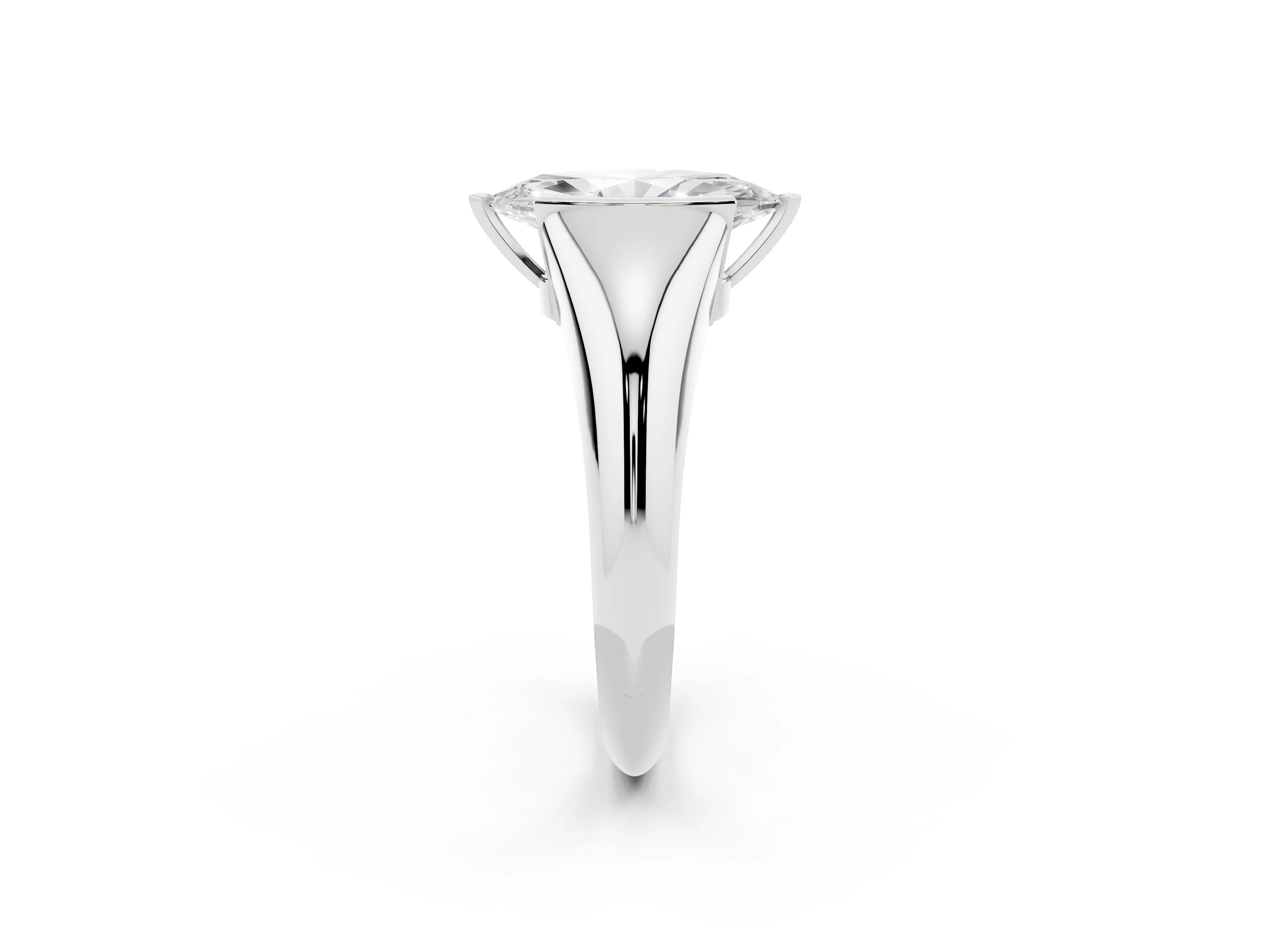 Marquise Cut Diamond Solitaire Tension Set Ring Set in Silver