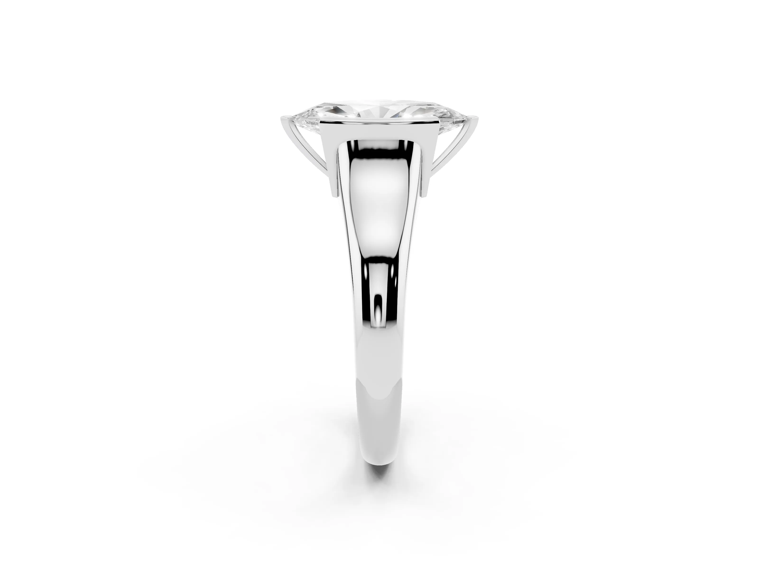 Marquise Cut Diamond Solitaire Tension Set Ring Set in White gold with Split Shank Band