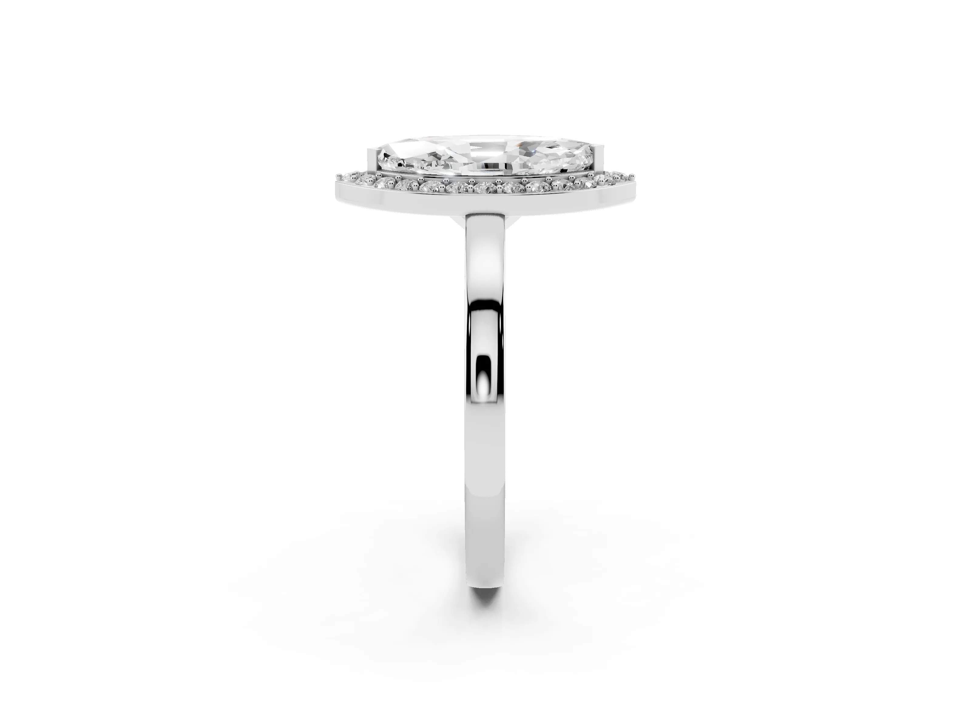 Marquise Cut Diamond Halo Ring Set in Platinum with Solitaire Band and Prong Setting