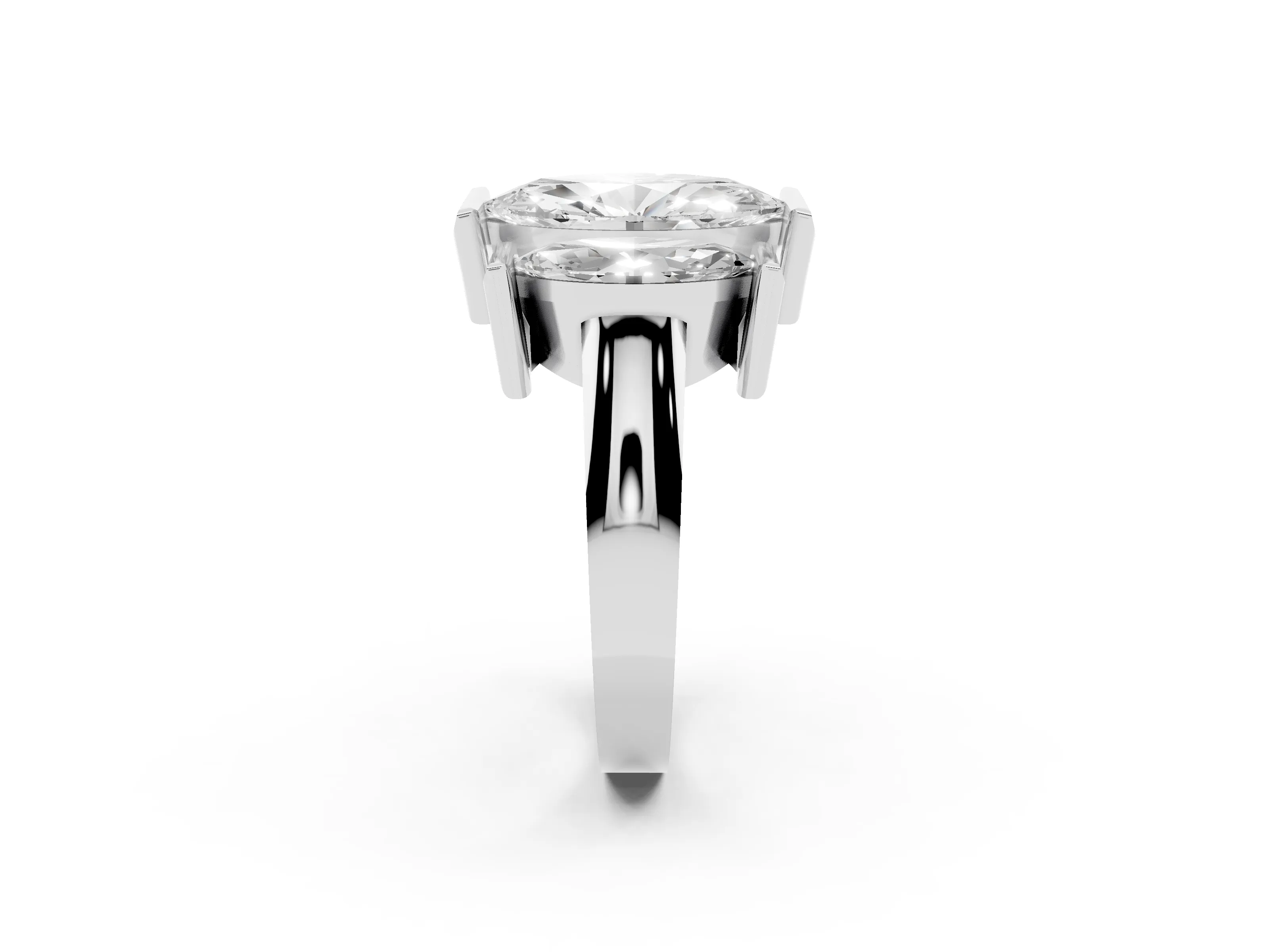Marquise Cut Diamond Three-Stone Channel Set Ring Set in White gold with Smooth Polished Band