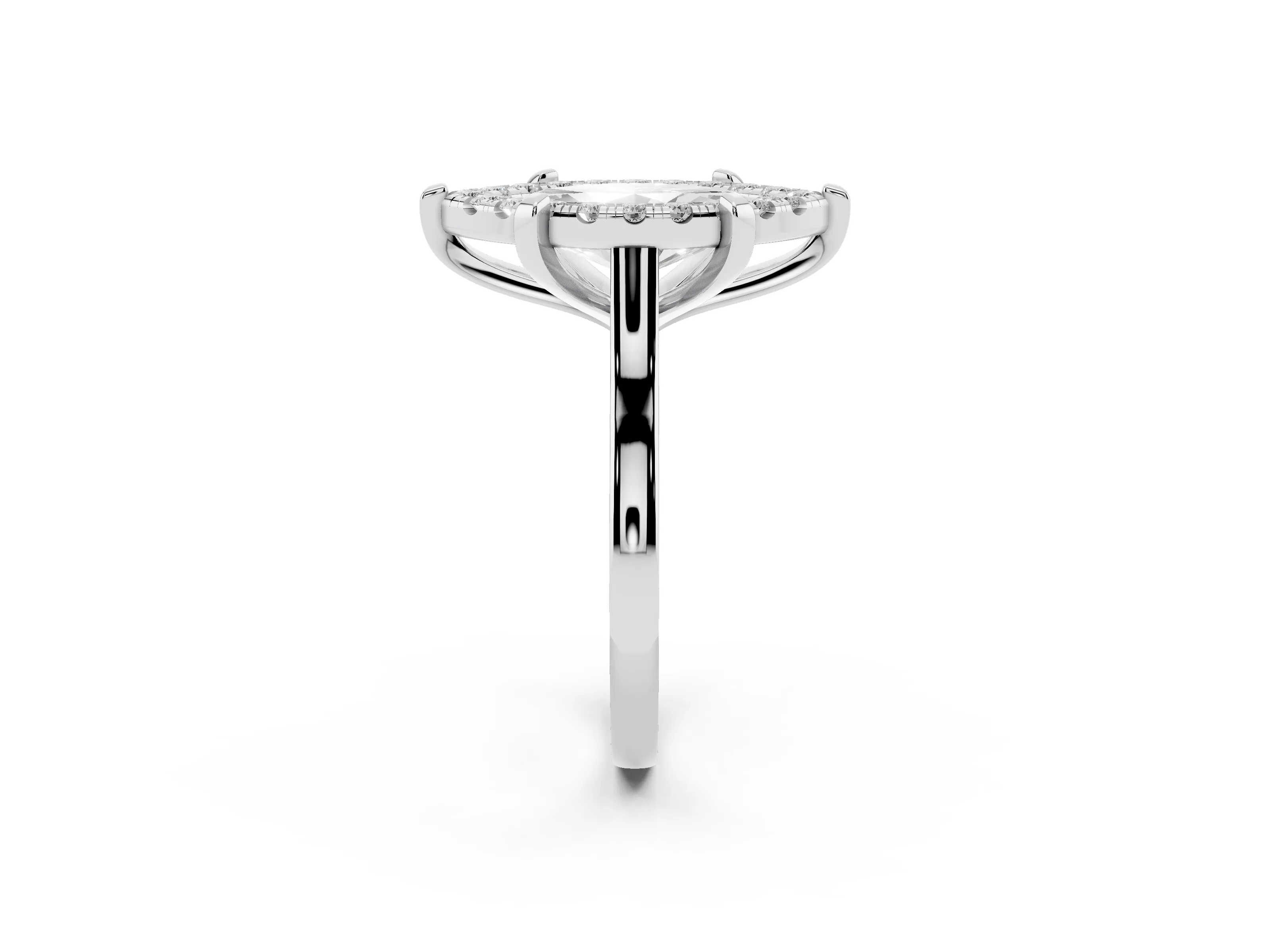 Marquise Cut Diamond Cluster Halo Solitaire Ring Set in Platinum with Prong Setting