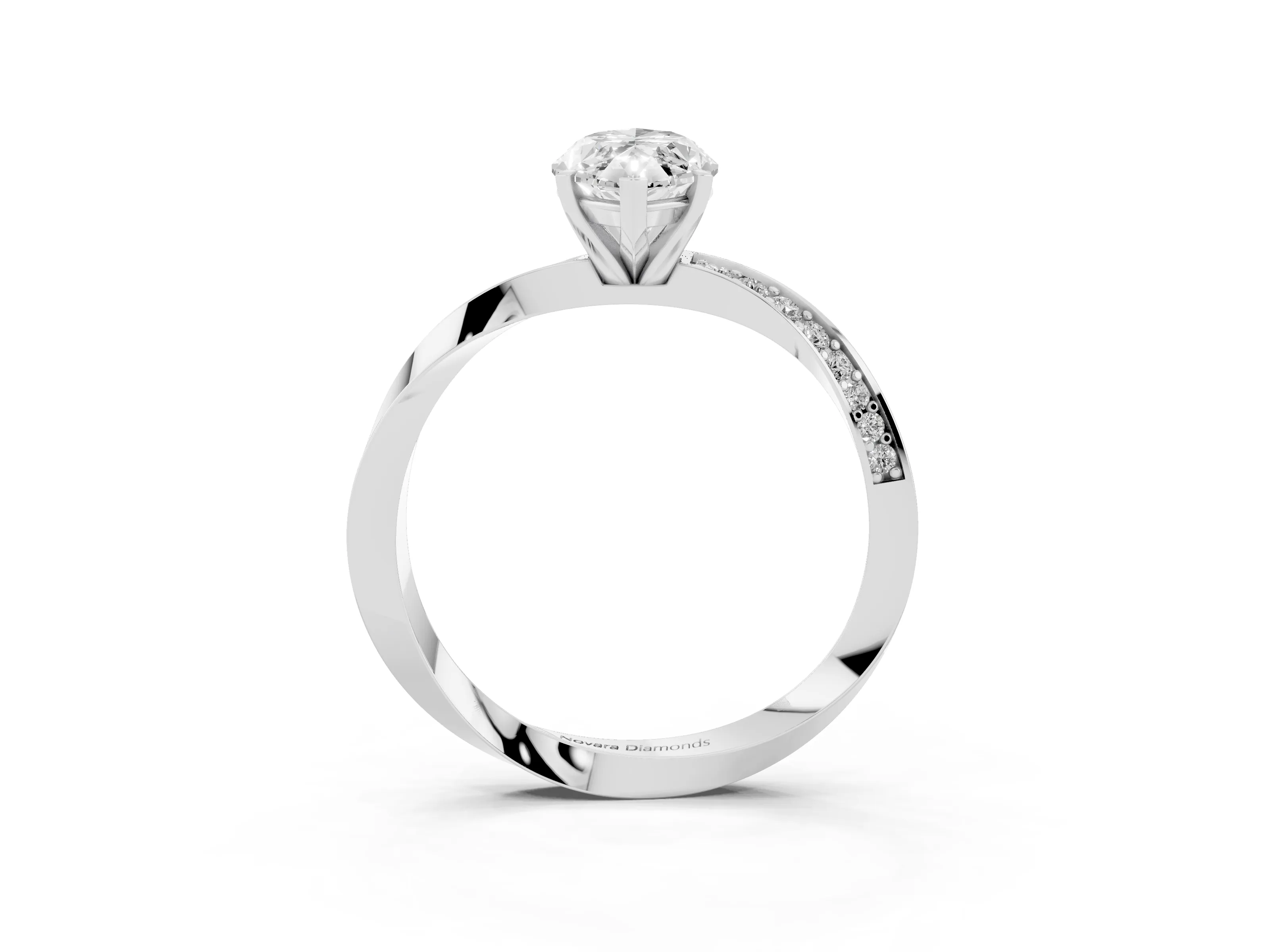 Marquise Cut Diamond Engagement Ring Set in White gold with Side Stone Accents and Prong Setting
