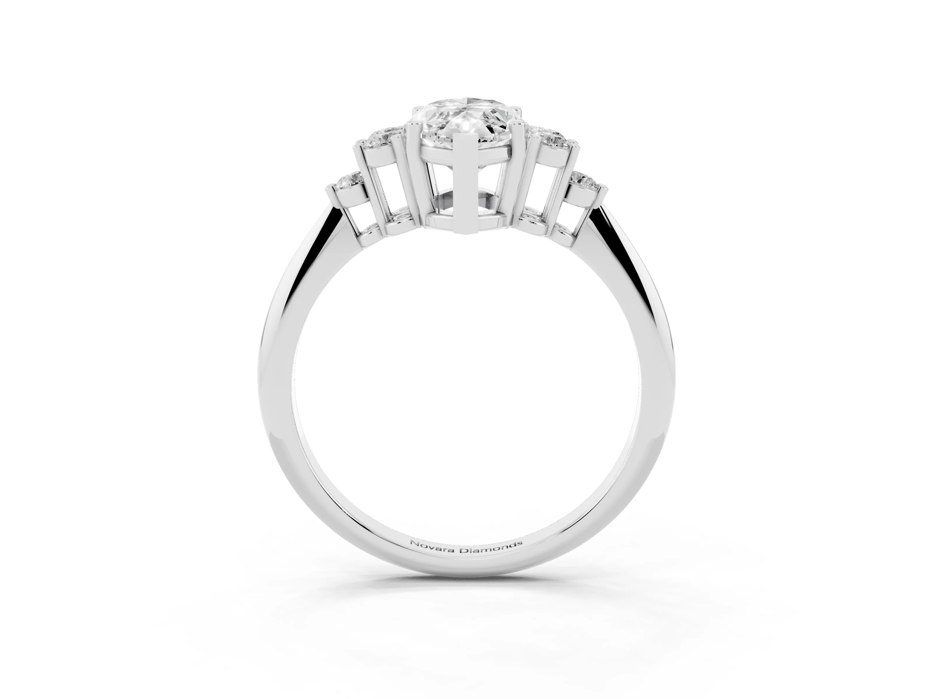 Marquise Cut Diamond Cluster Ring Set in Silver with Plain Band and Prong Setting