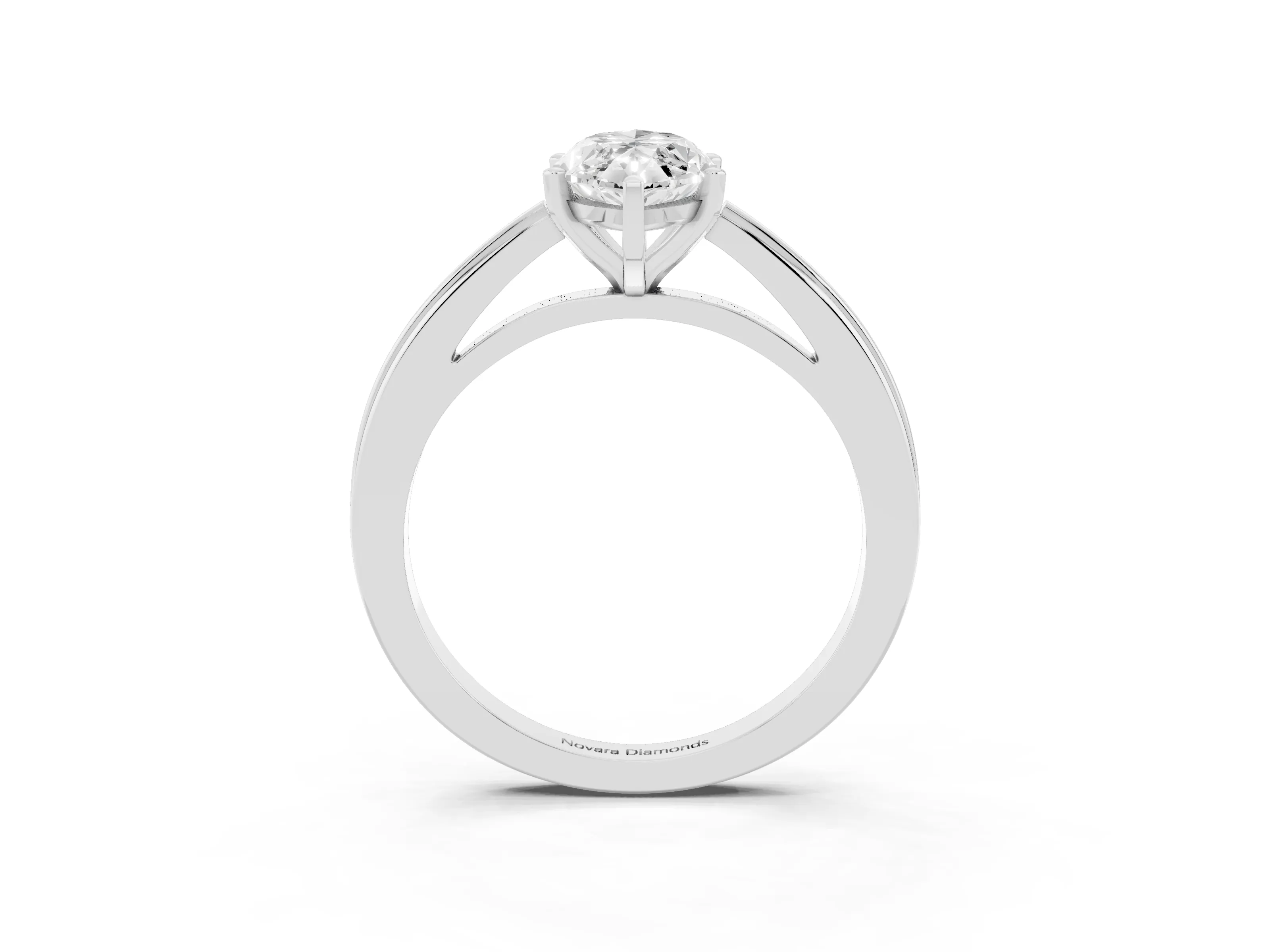 Marquise Cut Diamond Solitaire Ring Set in White gold with Prong Setting and Classic Band