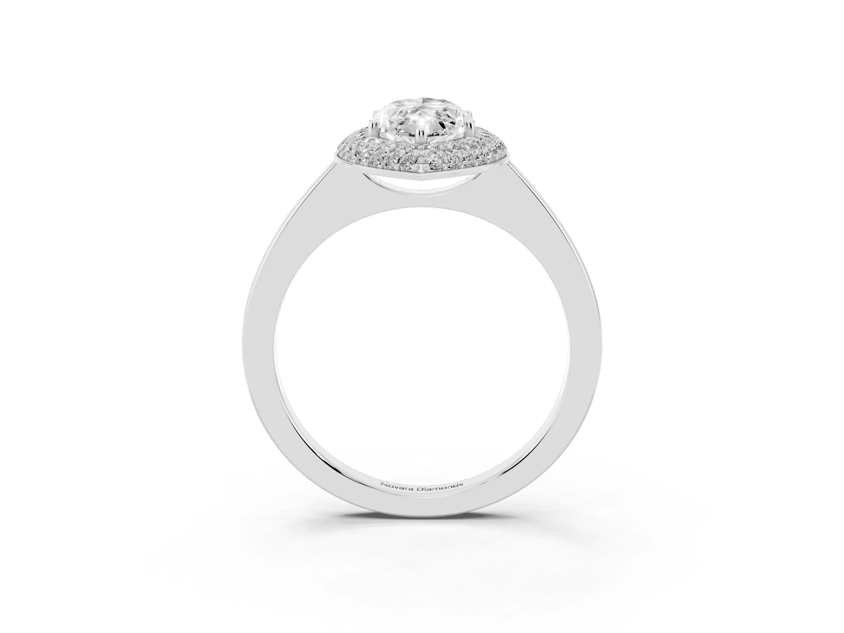 Marquise Cut Diamond Halo Engagement Ring Set in Platinum with Solitaire Band and Prong Setting