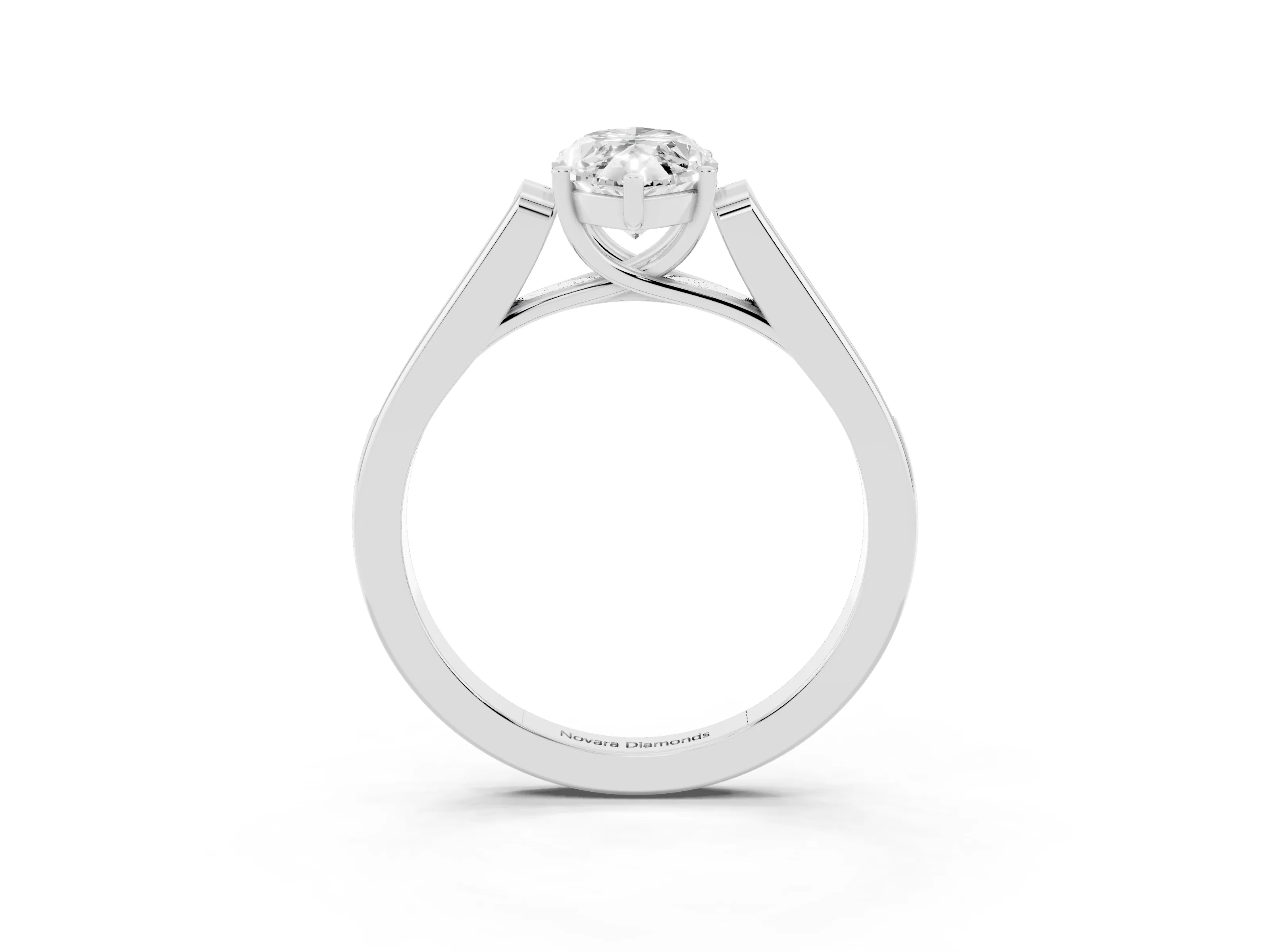 Marquise Cut Diamond Solitaire Cathedral Engagement Ring Set in White gold with Channel-Set Band and Prong Setting