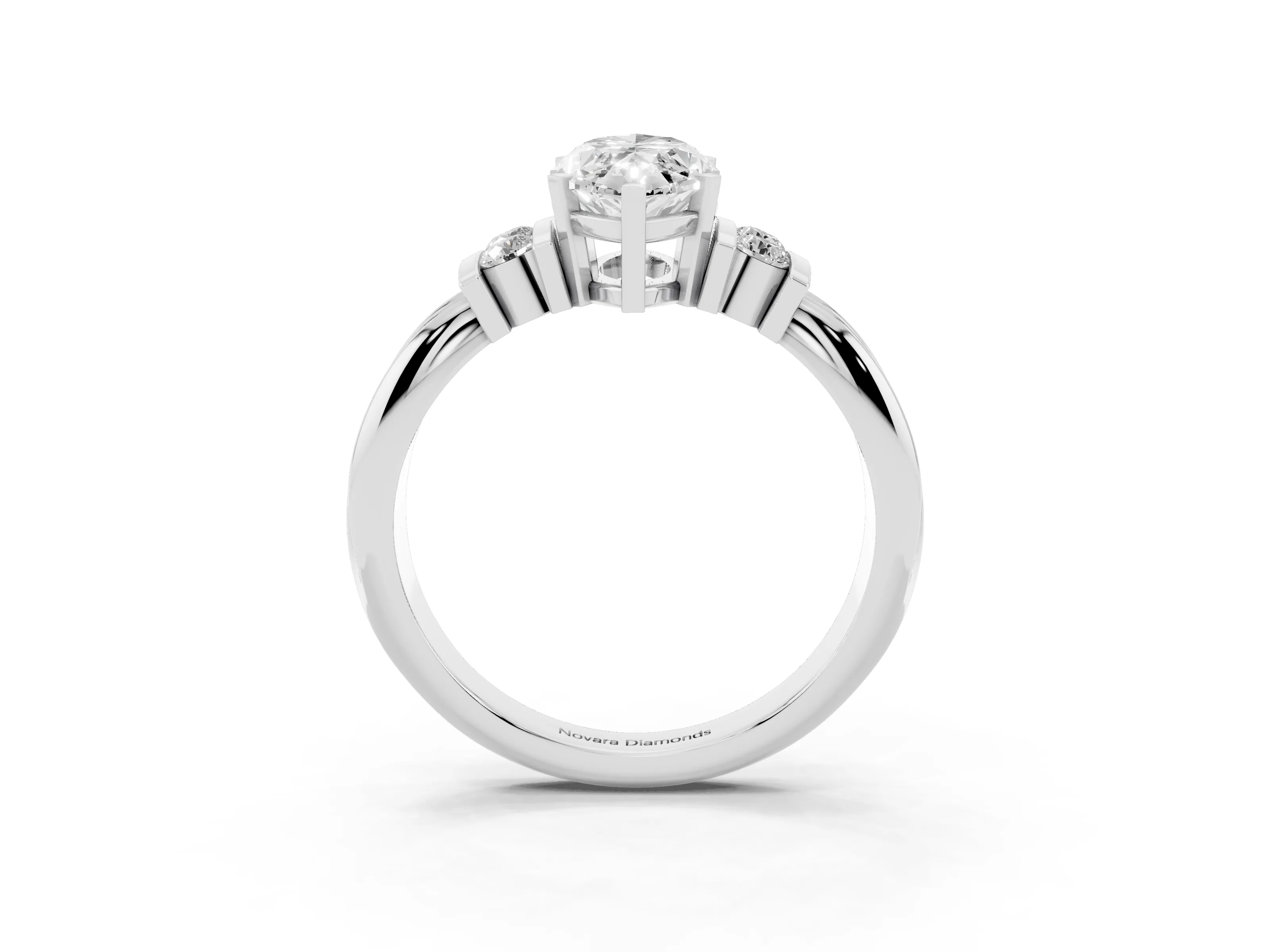 Three-Stone Marquise Cut Diamond Channel Set Ring Set in Platinum with Bar Prongs