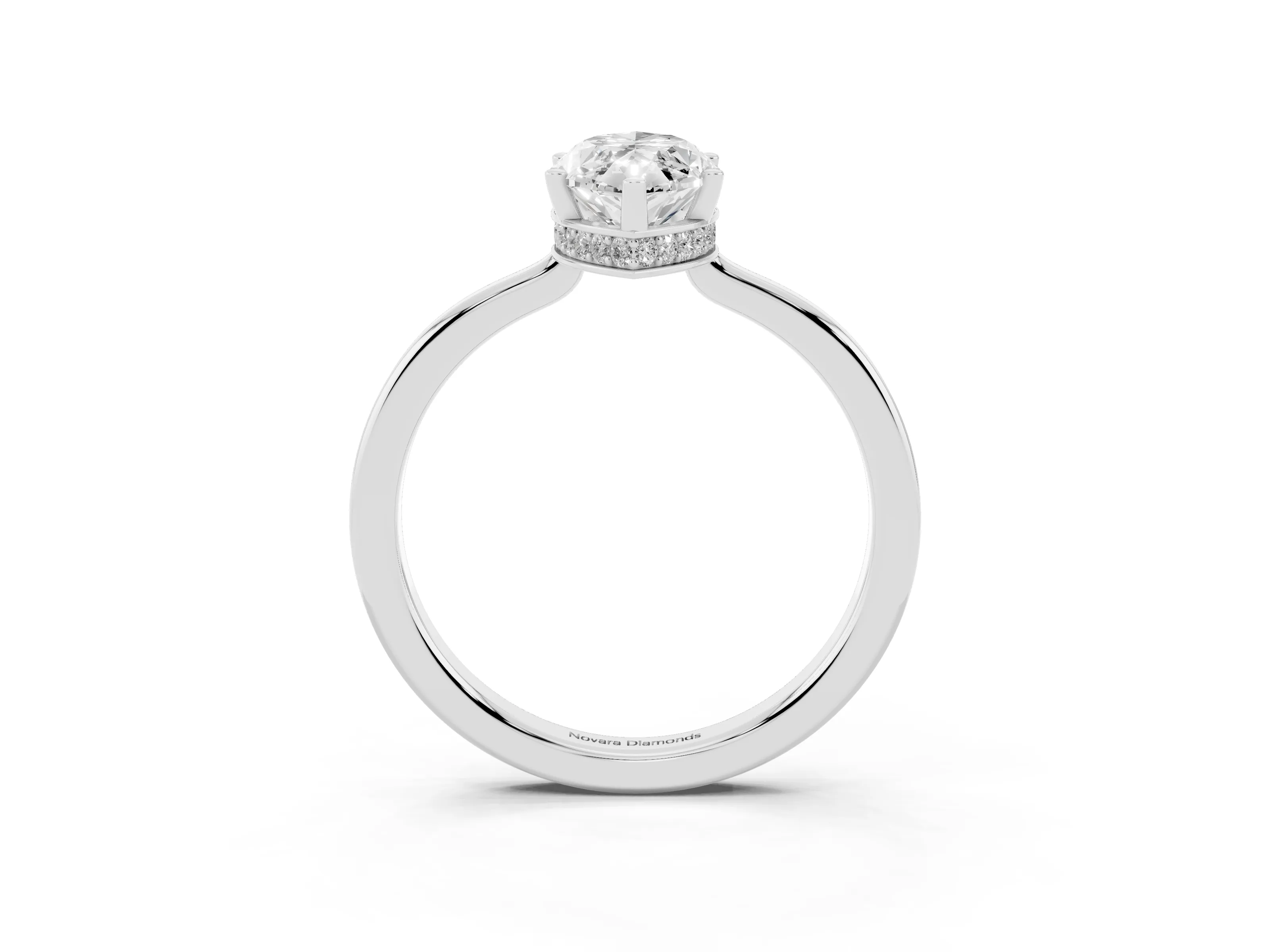 Marquise Cut Diamond Solitaire Engagement Ring Set in Platinum with Prong Setting on a Plain Band