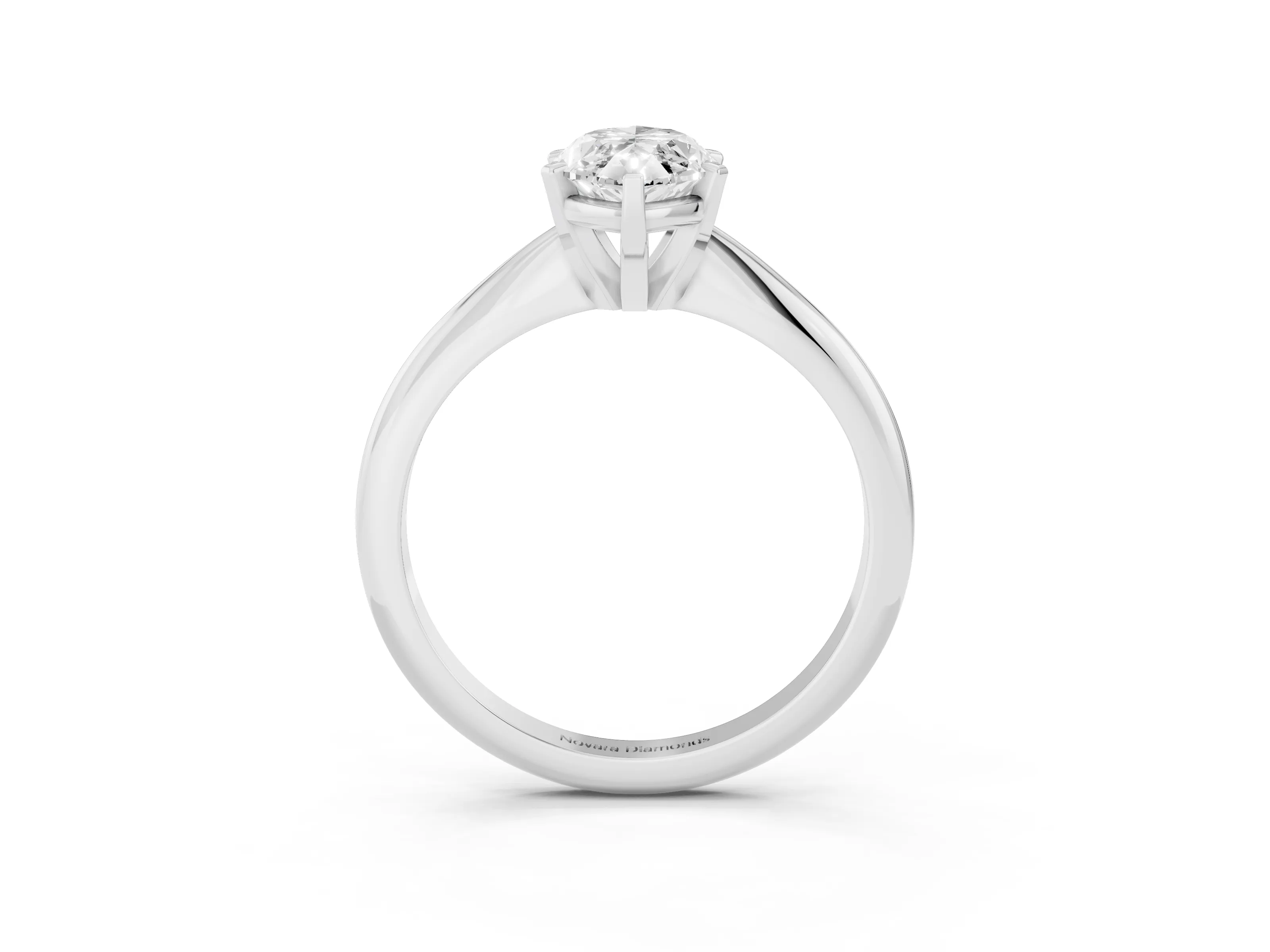 Marquise Cut Diamond Solitaire Ring Set in Platinum with Prong Setting on a Plain Round Band