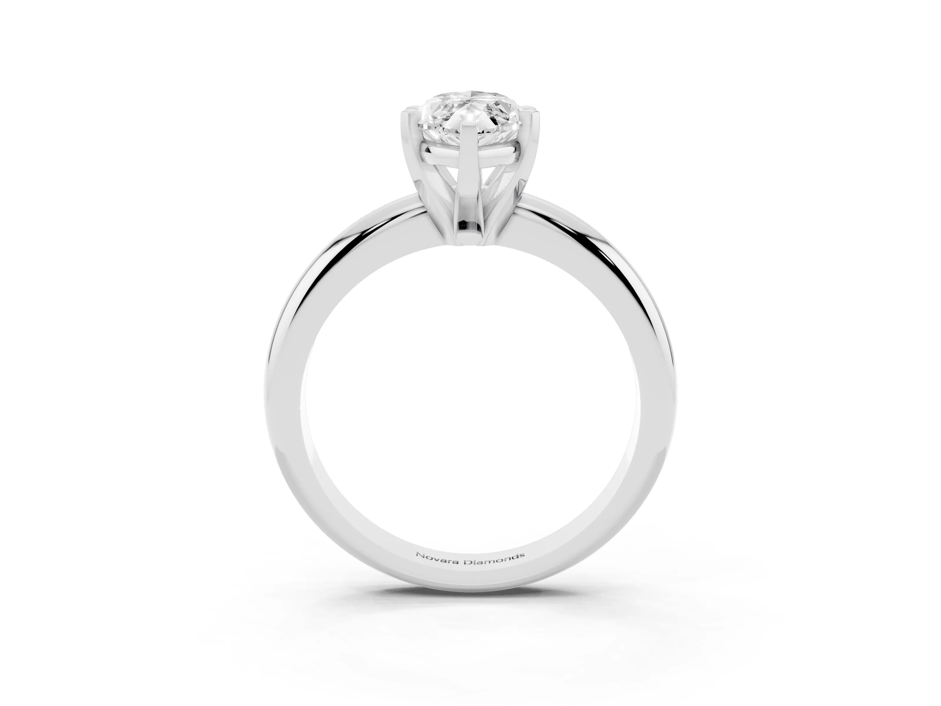 Marquise Cut Diamond Solitaire Engagement Ring Set in White gold with Round Band and Prong Setting