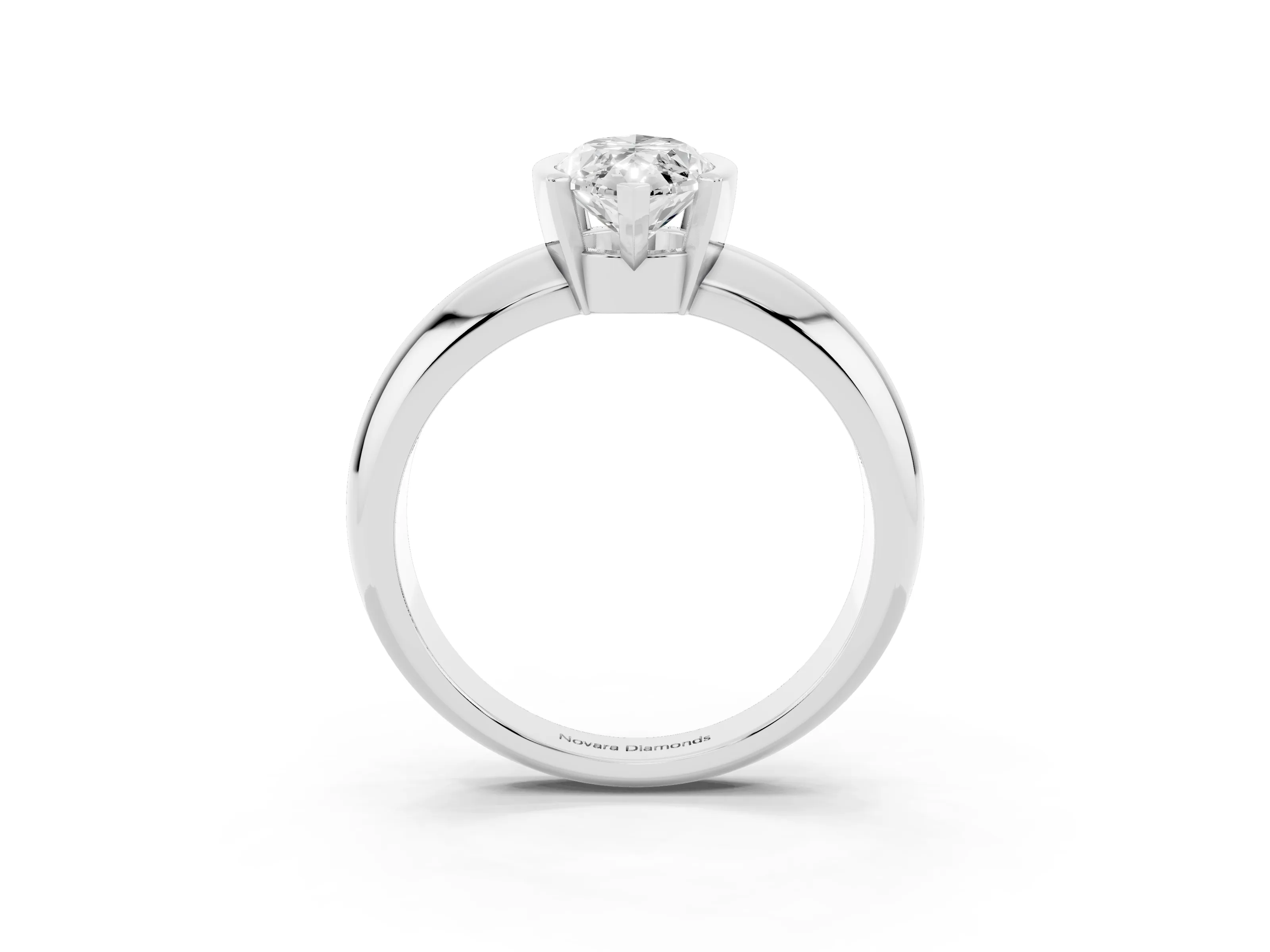 Marquise Cut Diamond Solitaire Tension Set Ring Set in White gold with Wide Band
