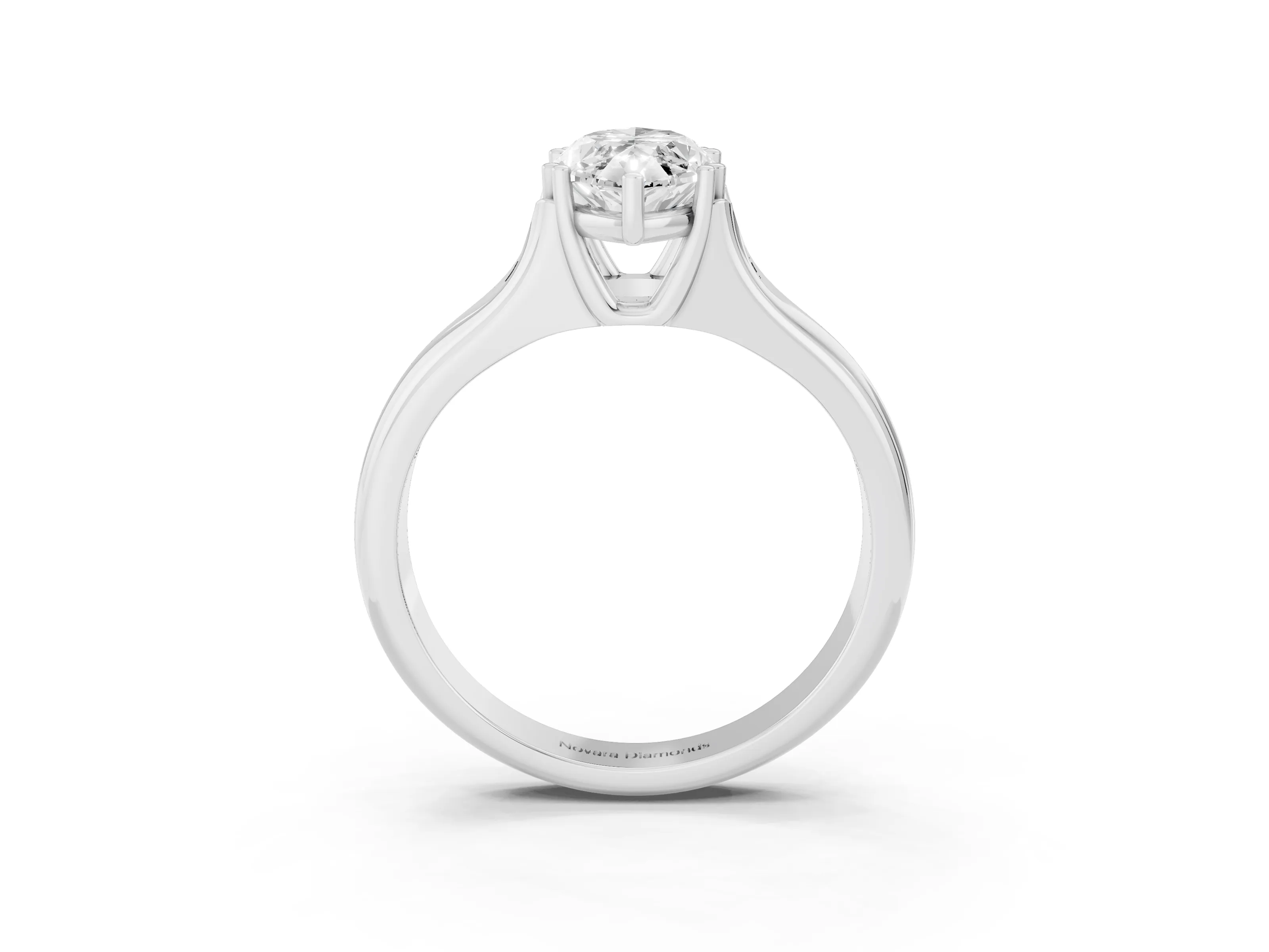 Marquise Cut Diamond Solitaire Ring Set in Platinum with Wide Band and Prong Setting