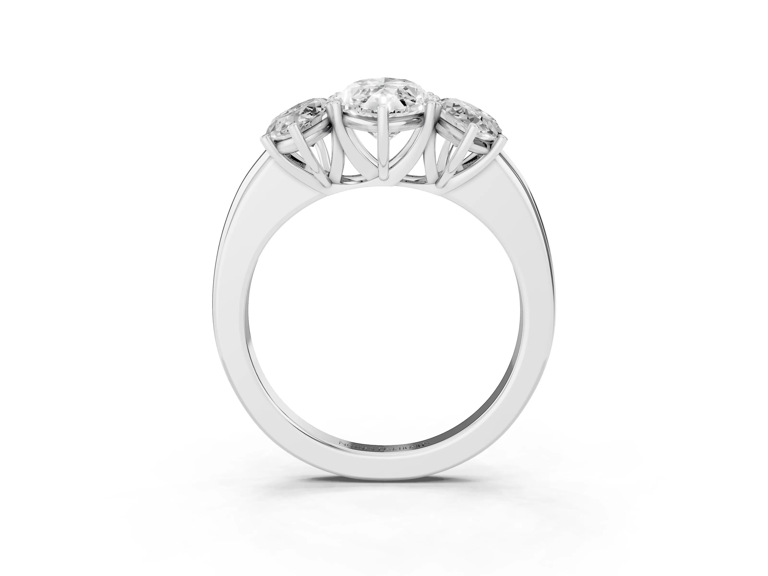 Marquise Cut Diamond Three-Stone Ring Set in Silver with Bold Center and Classic Band