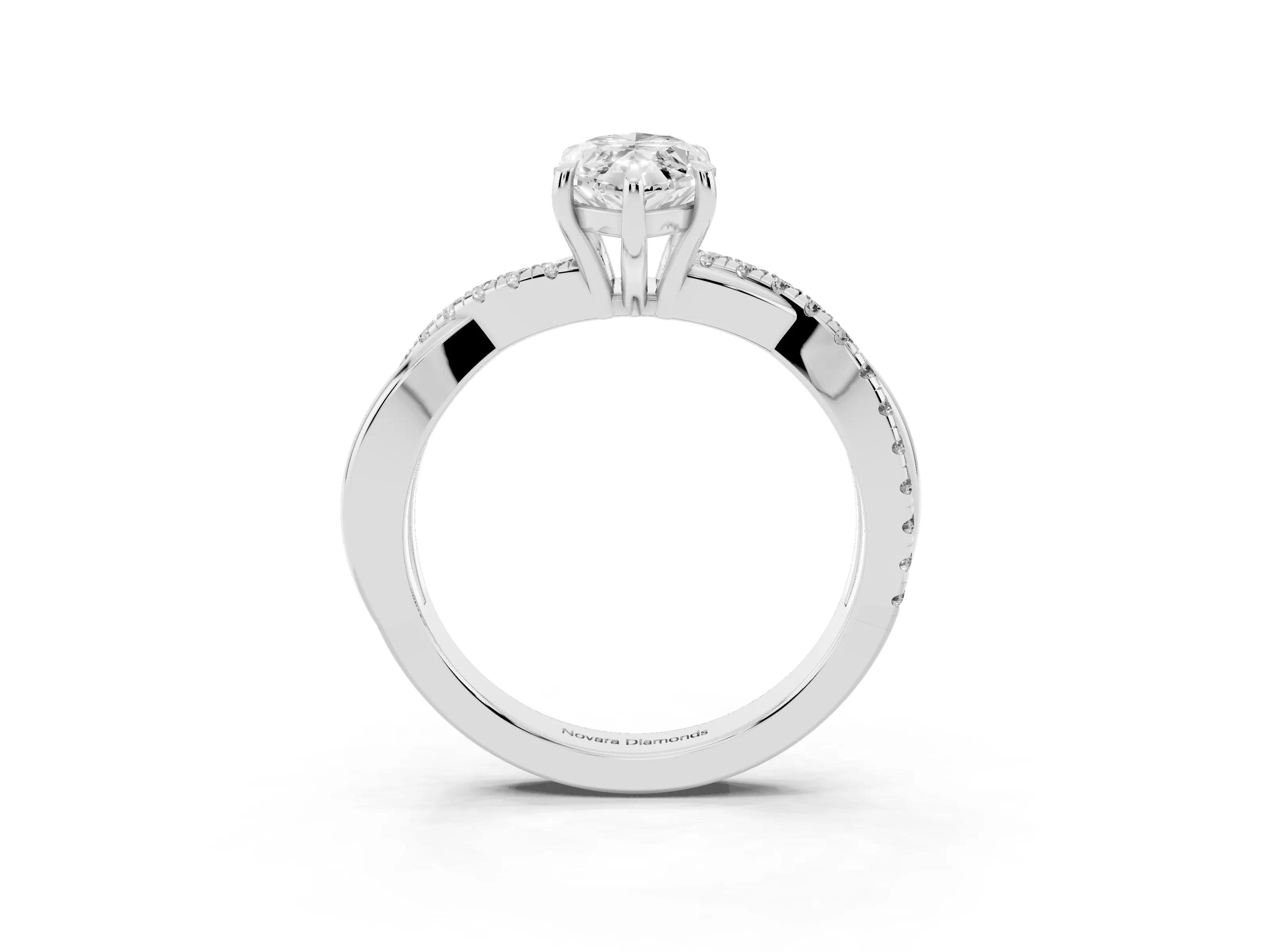 Marquise Cut Diamond Twisted Pavé Band Ring Set in Silver with Prong Setting