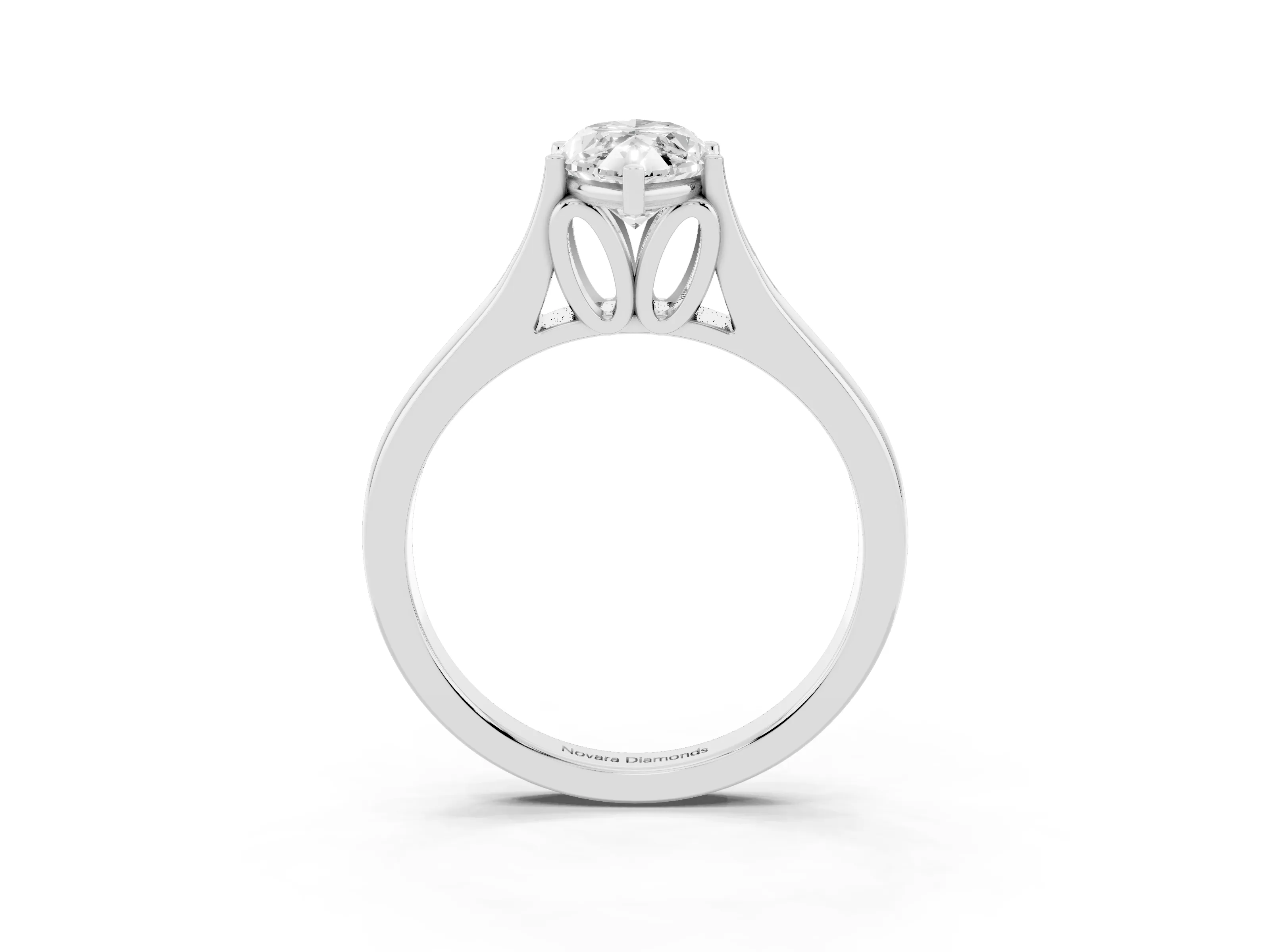 Marquise Cut Diamond Solitaire Ring Set in White gold with Arched Cathedral Band and Prong Setting