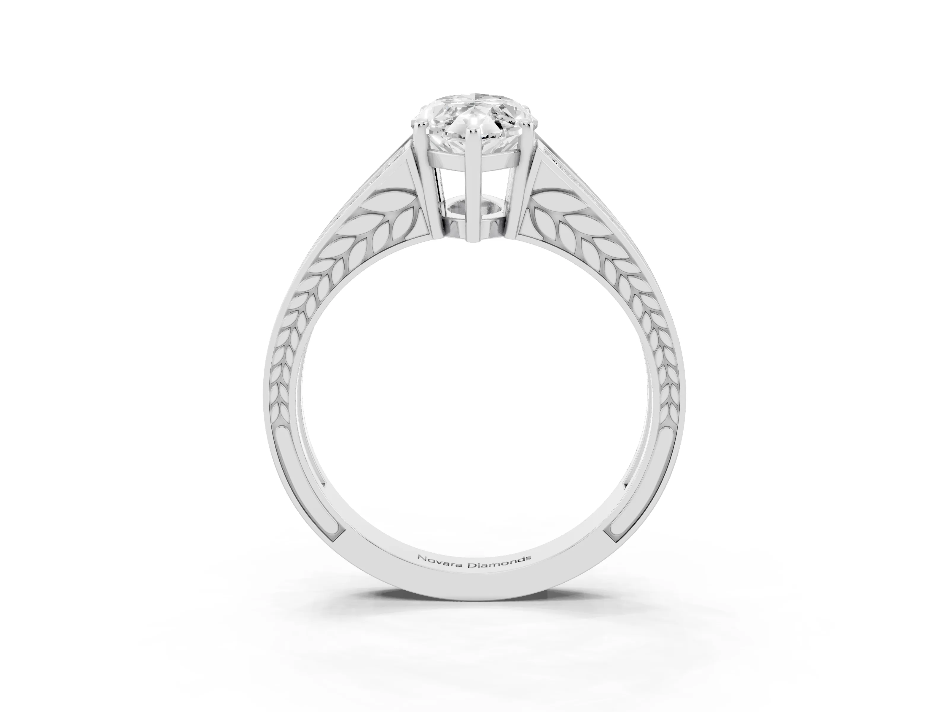 Marquise Cut Diamond Split Shank Ring Set in Platinum with Pavé Band and Prong Setting
