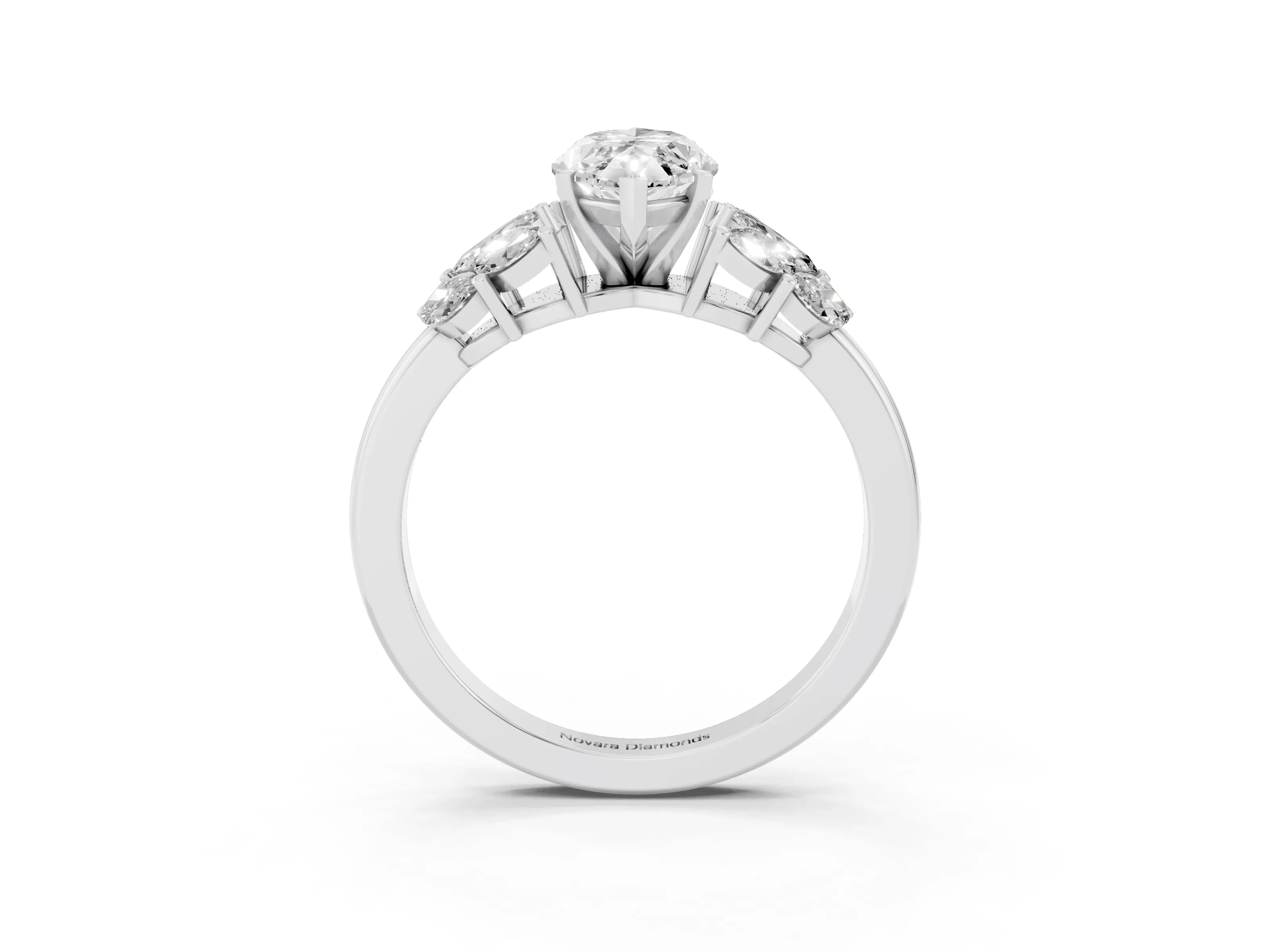 Marquise Cut Diamond Cluster Leaf Design Ring Set in Platinum with Prong Setting