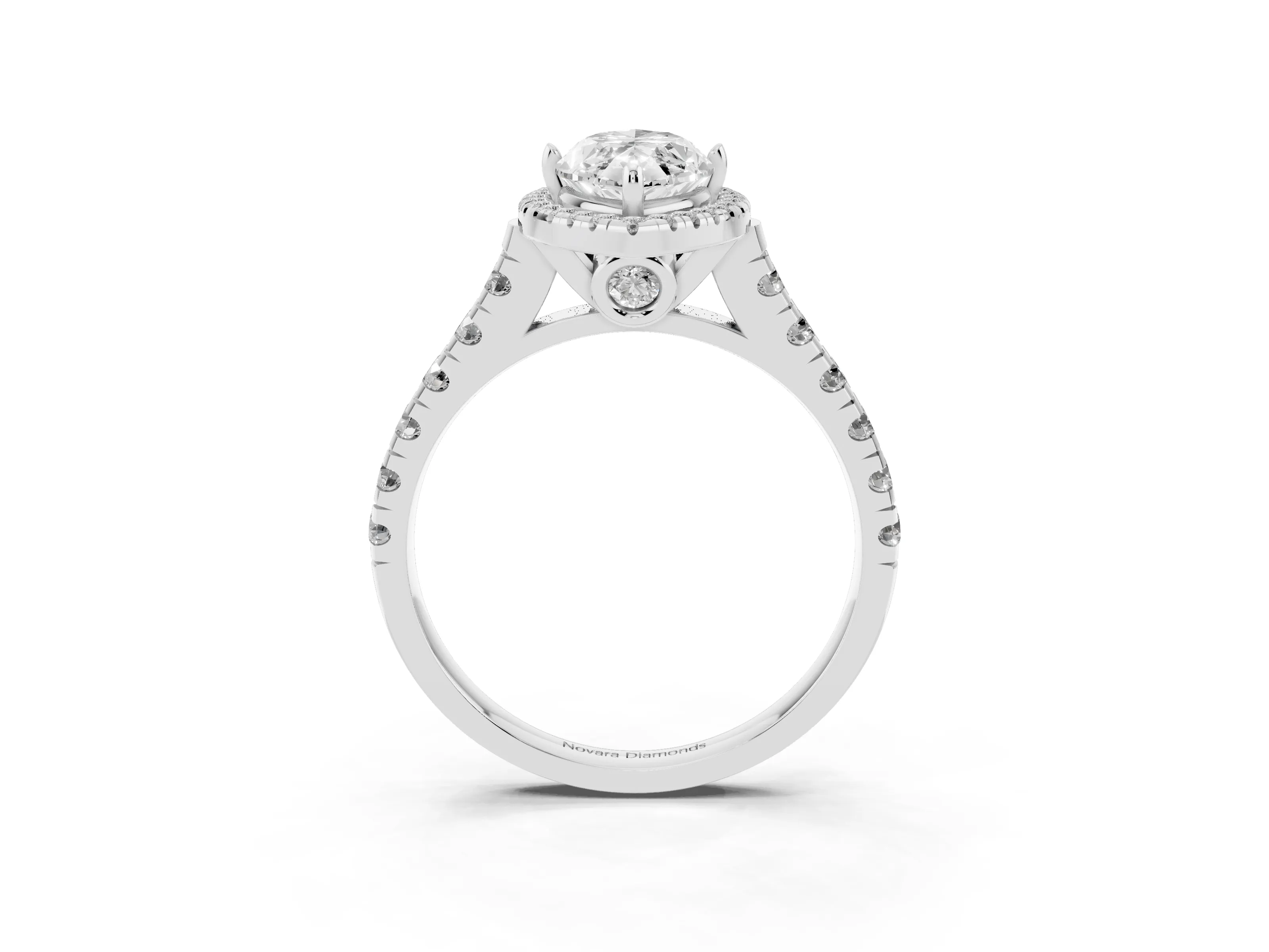 Marquise Cut Diamond Halo Engagement Ring Set in Platinum with Pavé Band and Prong-Set Center