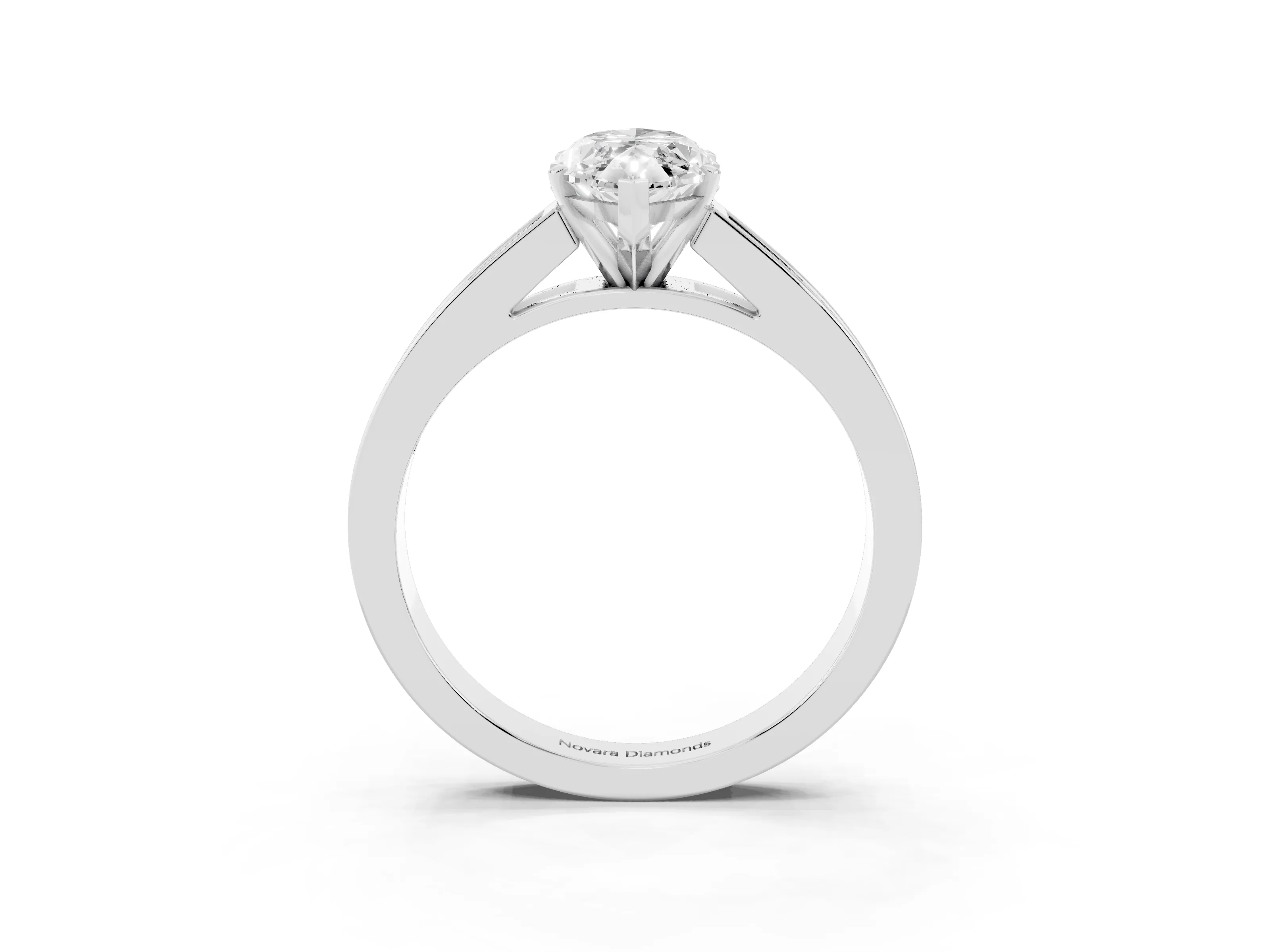Marquise Cut Diamond Solitaire Ring Set in Platinum with Channel-Set Band and Prong Setting