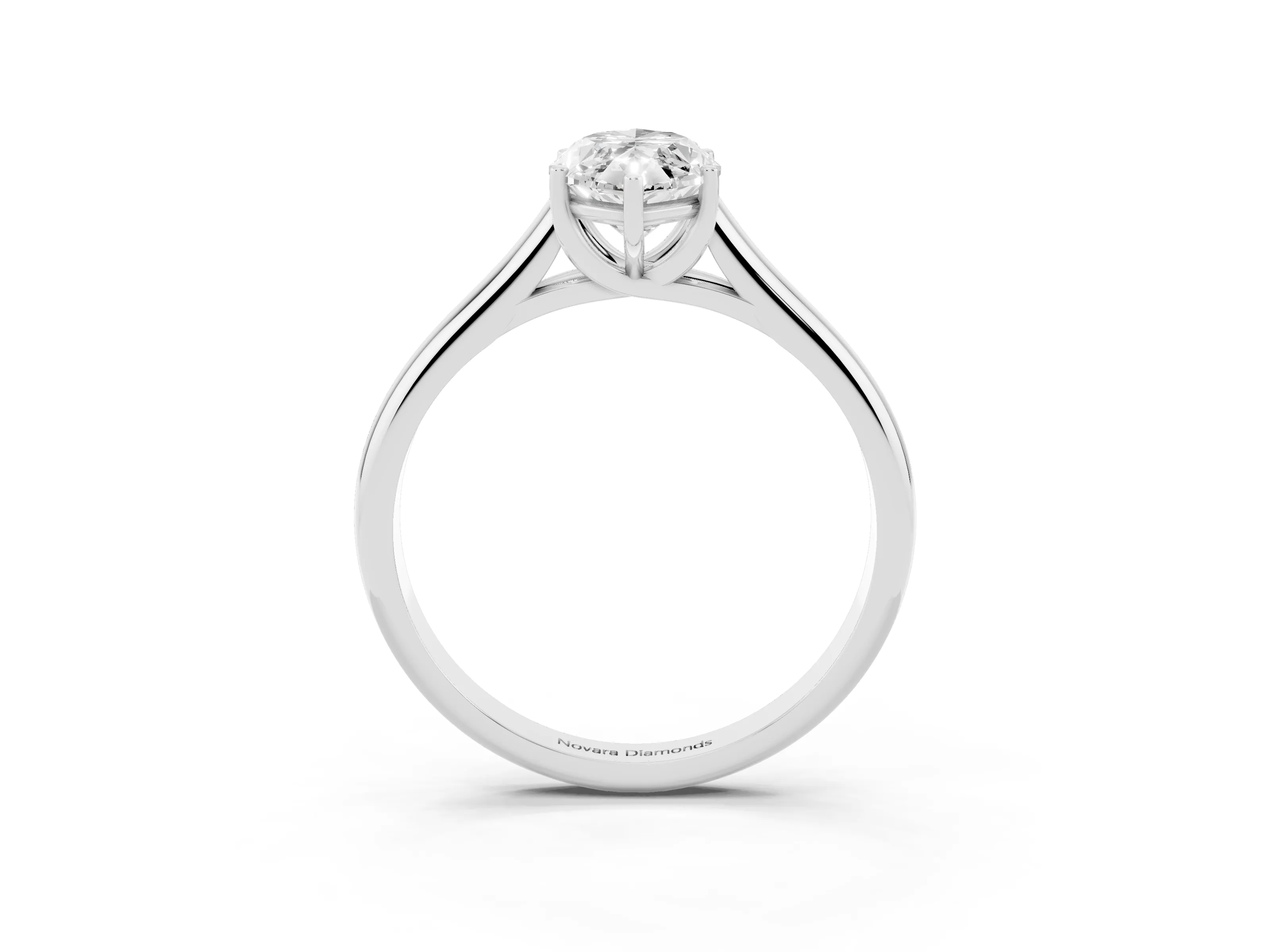 Marquise Cut Diamond Solitaire Engagement Ring Set in White gold with Subtly Tapered Band and Prong Setting