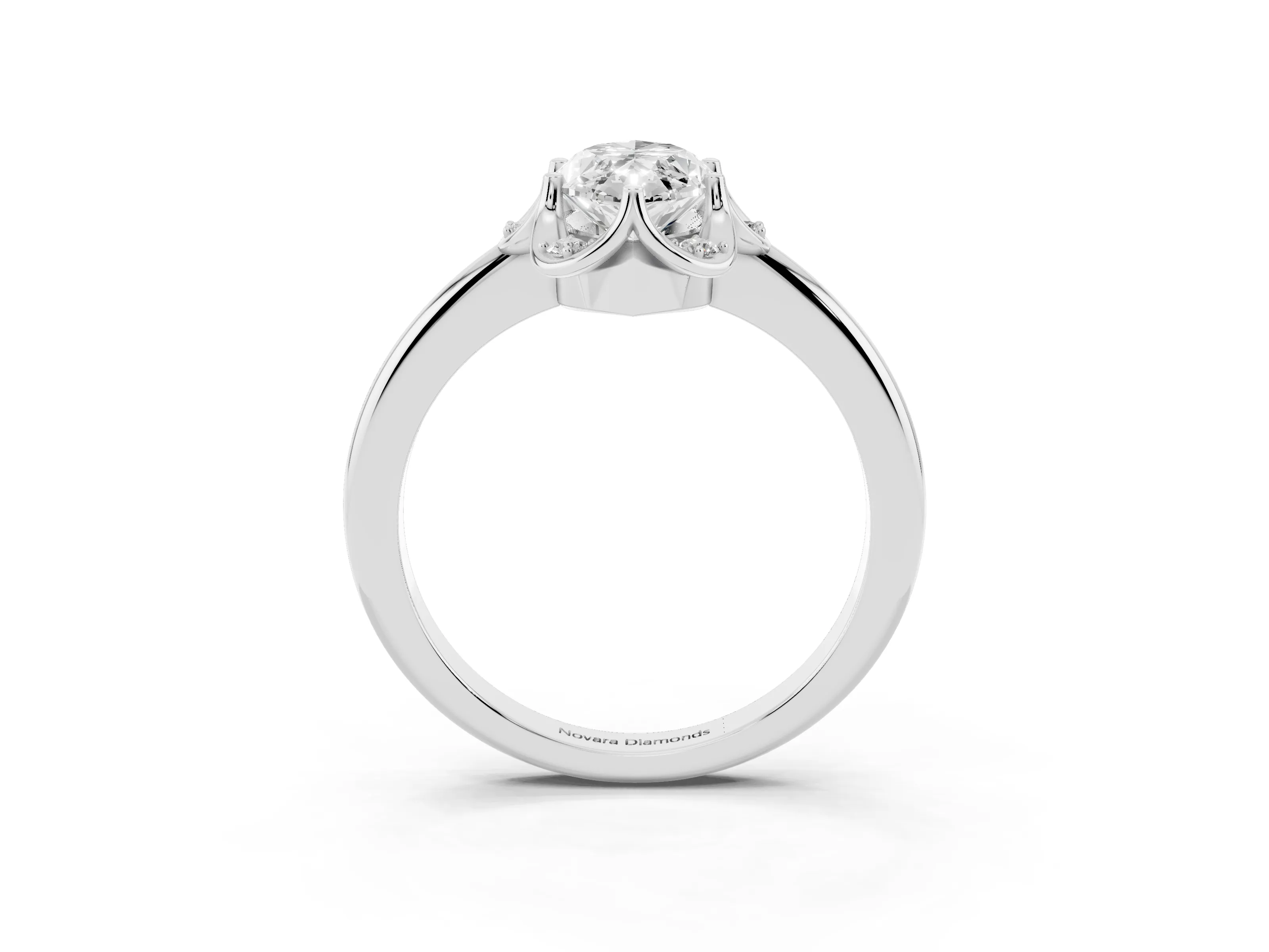 Marquise Cut Diamond Round Cluster Halo Ring Set in Silver with Solitaire Band and Prong Setting