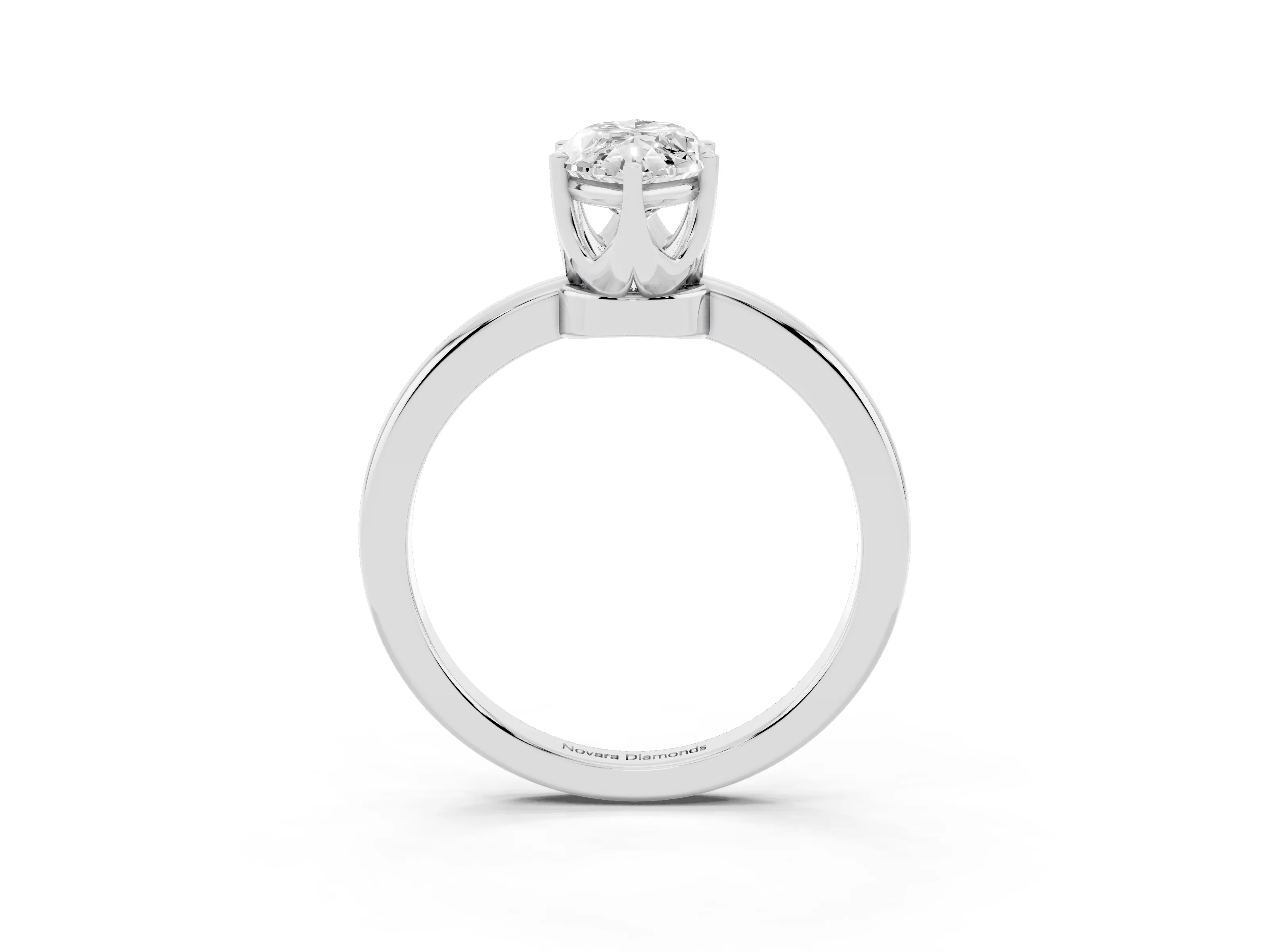 Marquise Cut Diamond Solitaire Ring Set in Silver with Raised Prong Setting on a Classic Band