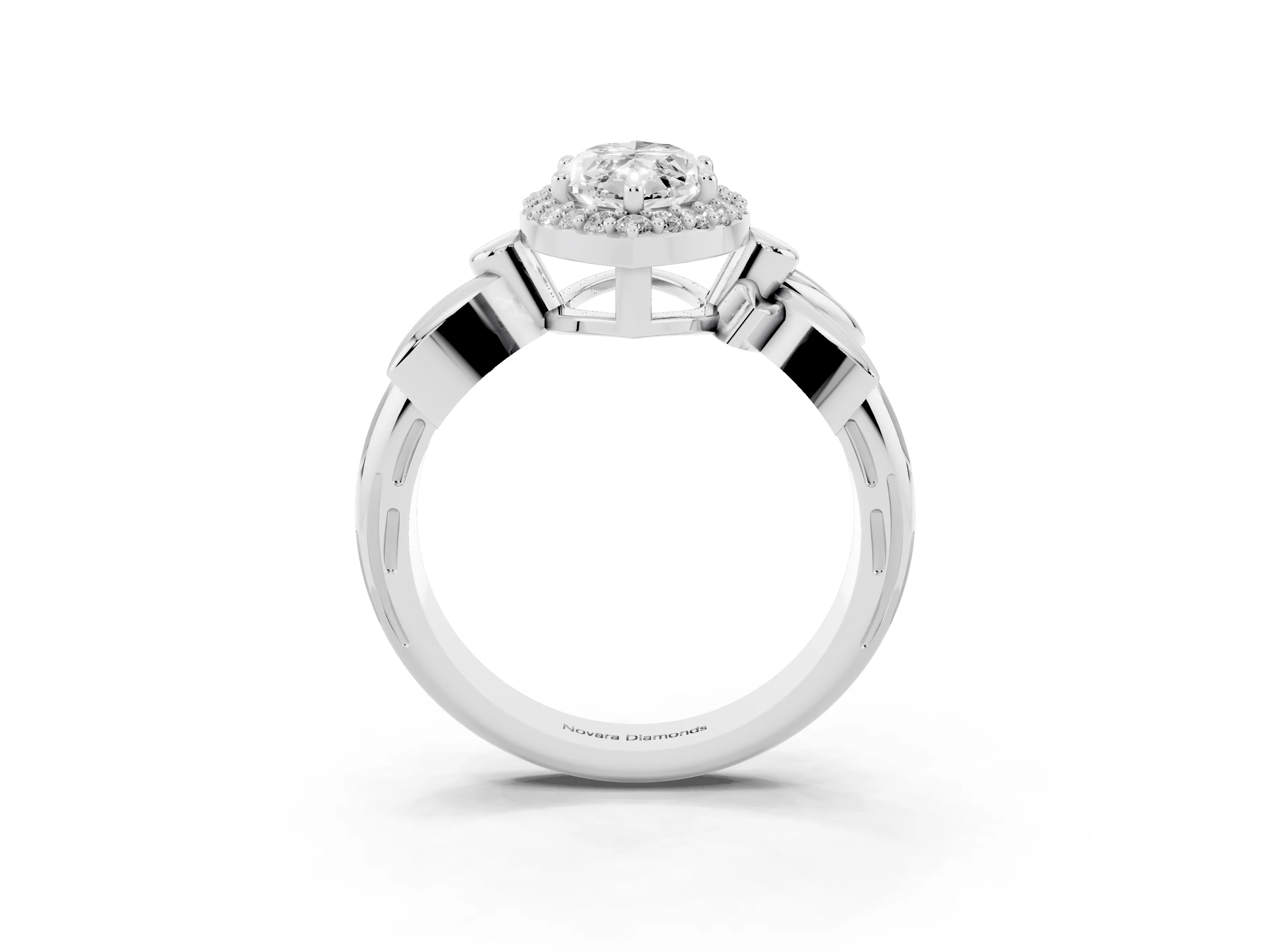 Marquise Cut Diamond Halo Floral Band Ring Set in Silver with Prong Setting