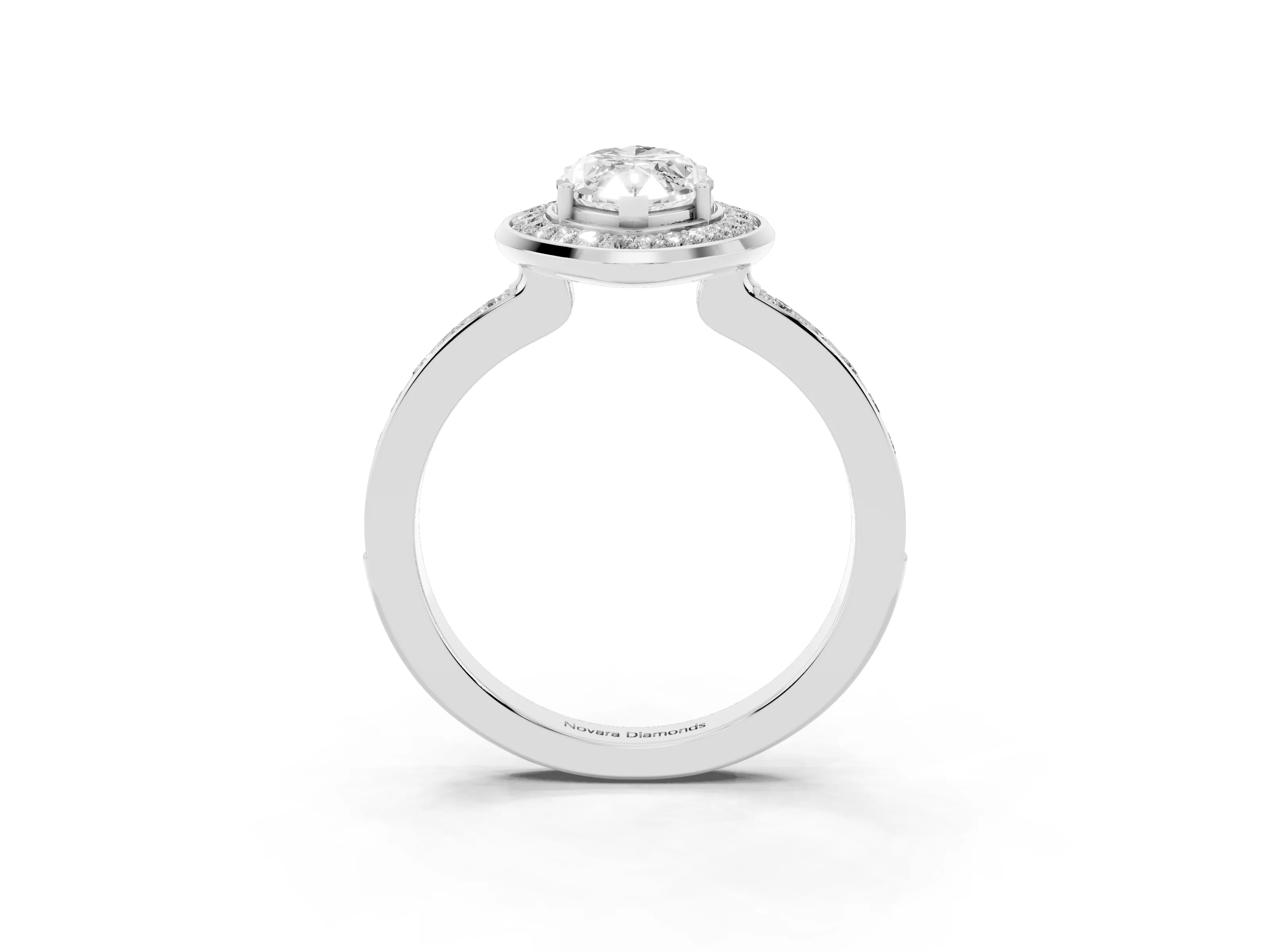Marquise Cut Diamond Halo Ring Set in Platinum with Bezel Frame and Pavé Band