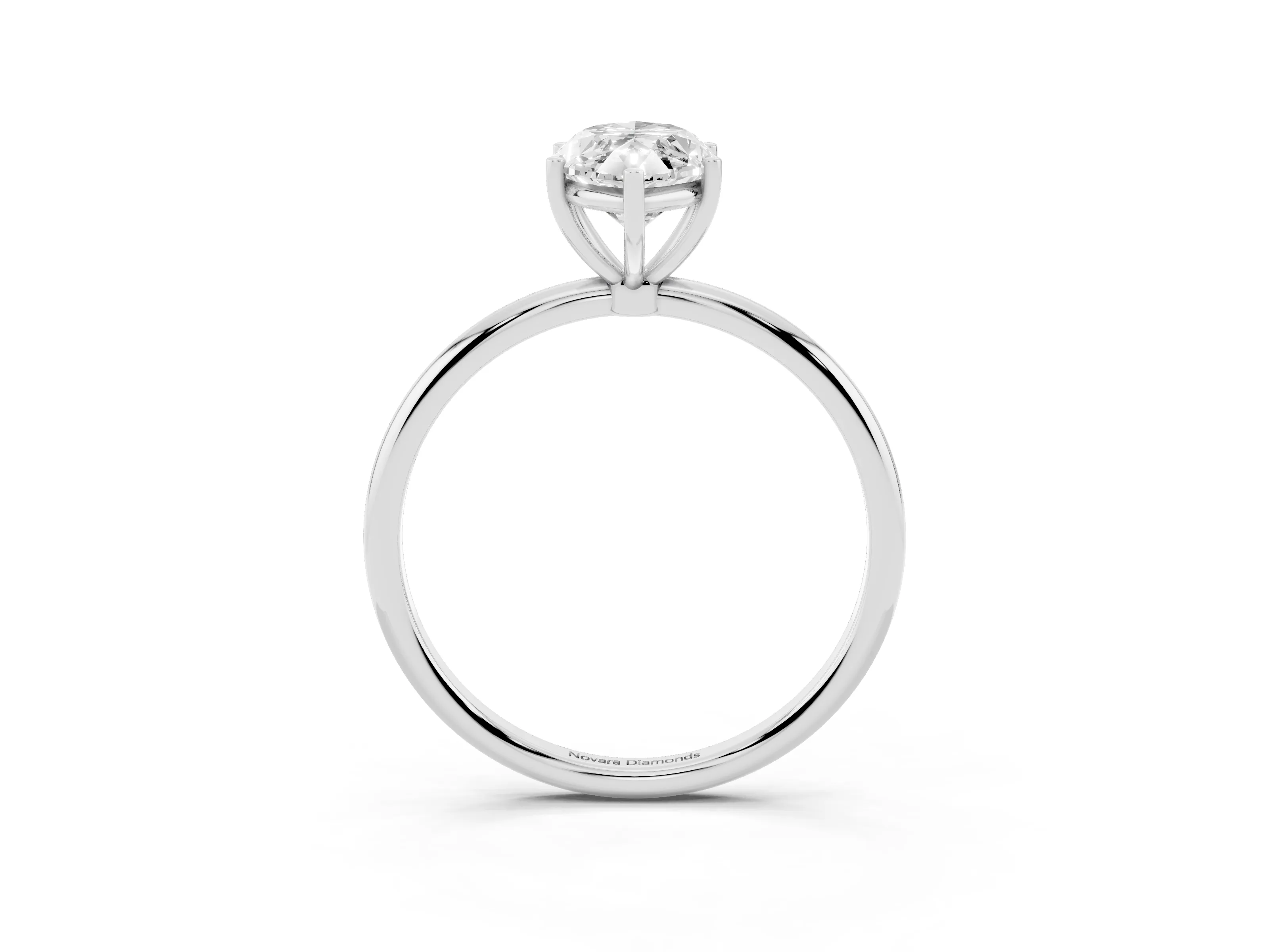 Marquise Cut Diamond Solitaire Engagement Ring Set in White gold with Thin Band and Prong Setting