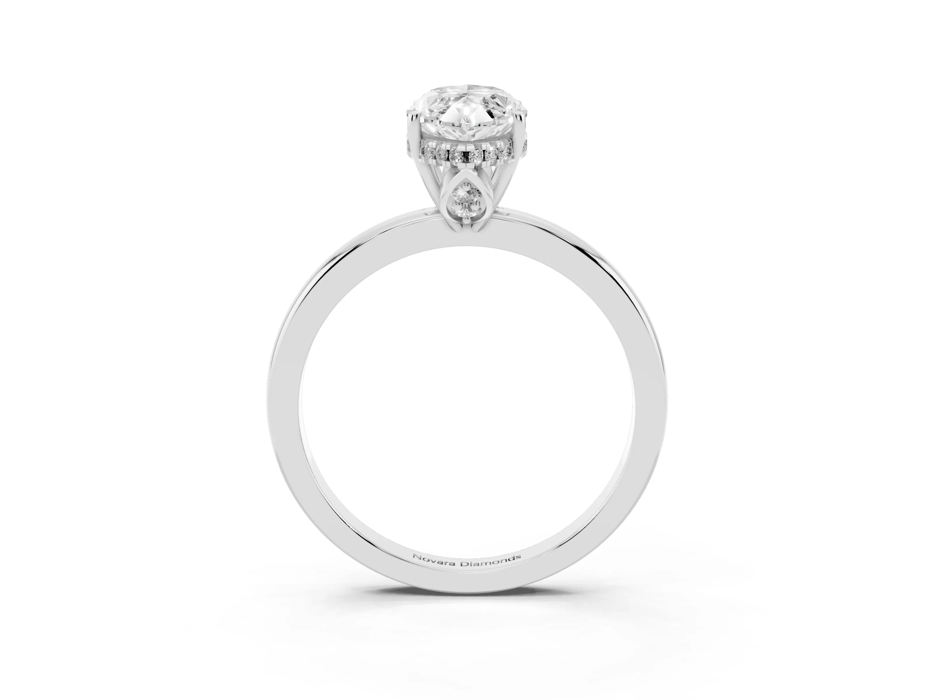 Marquise Cut Diamond Solitaire Ring Set in Silver with Plain Band and Prong Setting