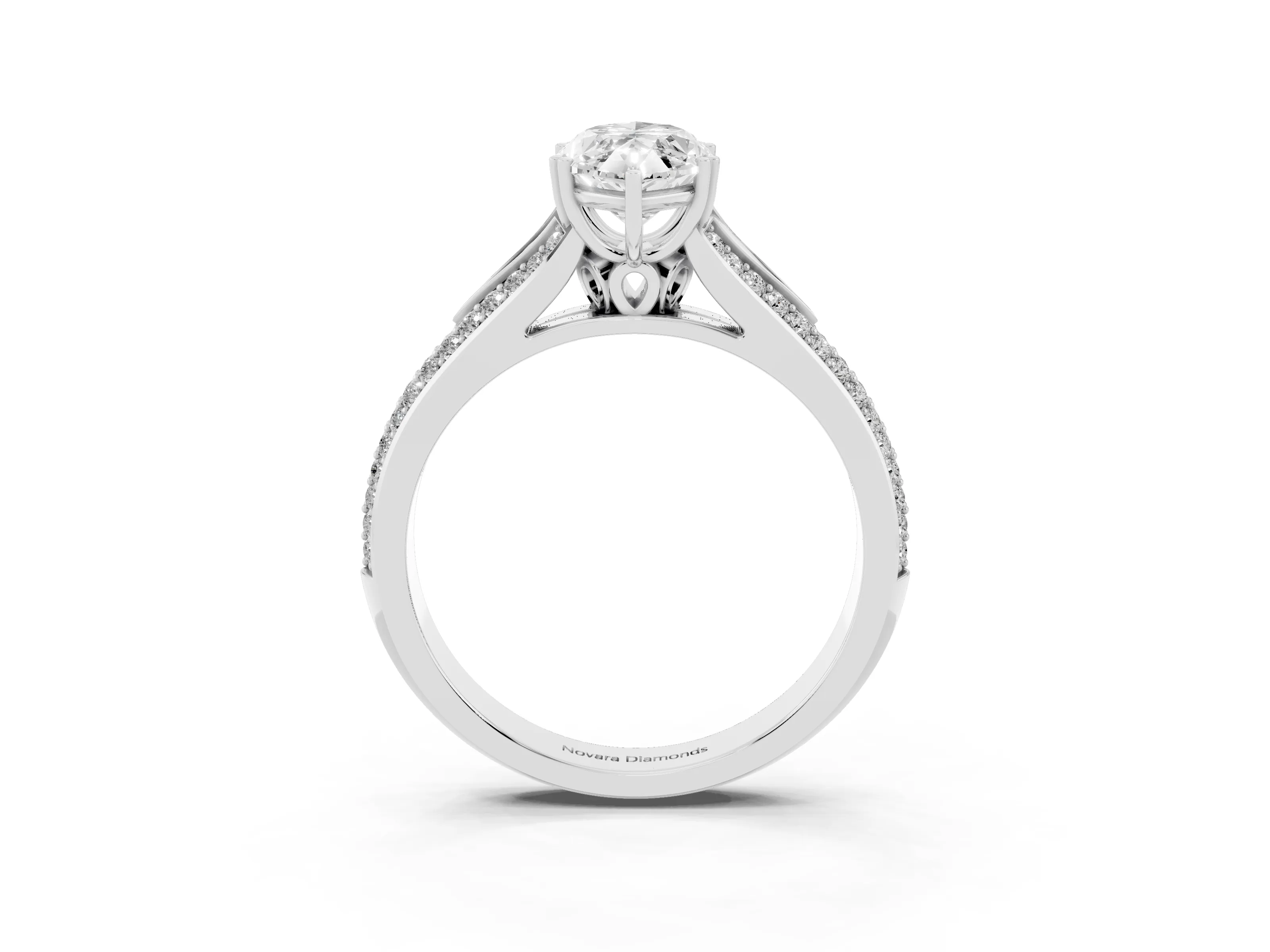 Marquise Cut Diamond Split Shank Pavé Engagement Ring Set in Platinum with Prong-Set Center Stone