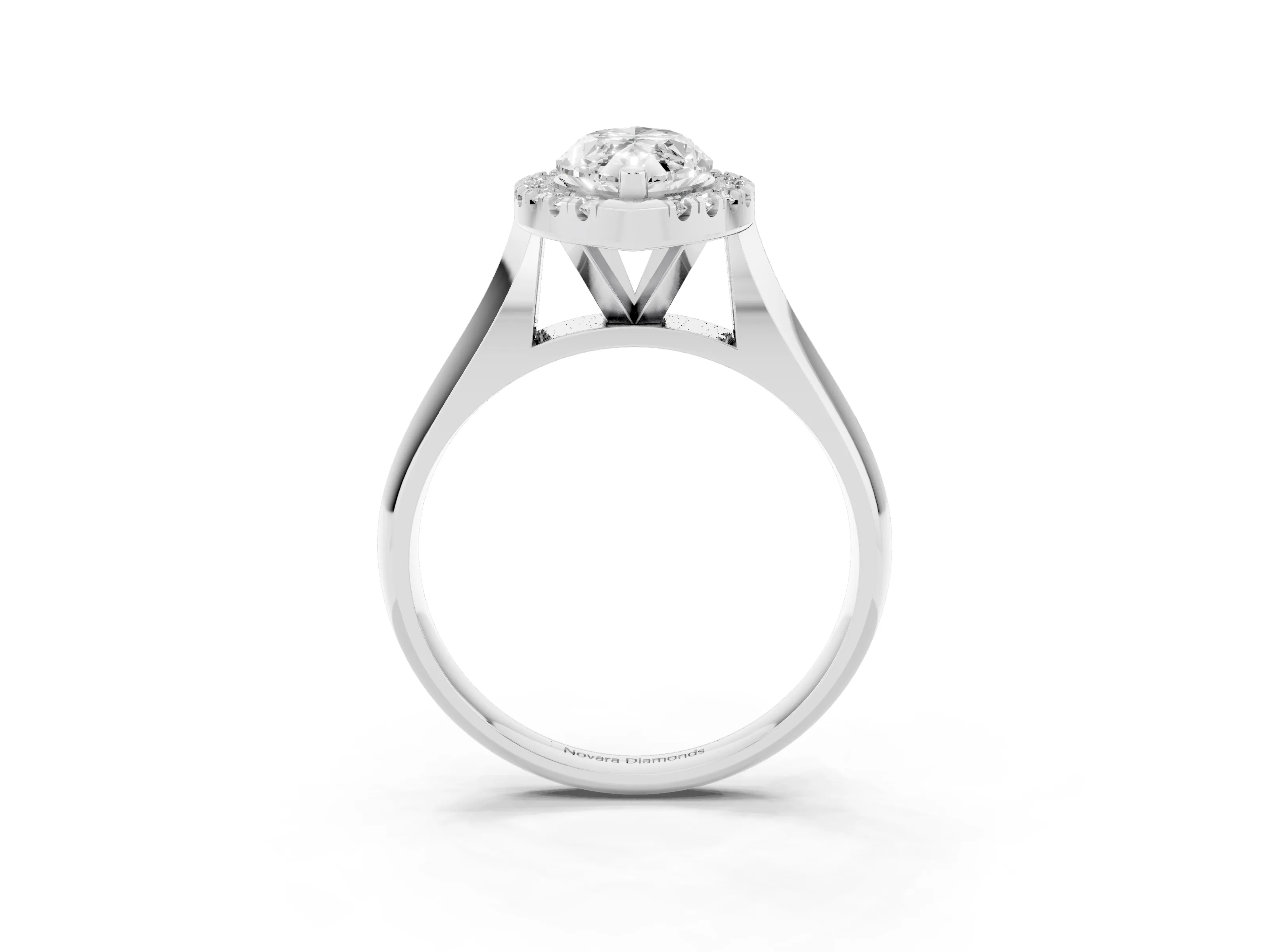 Marquise Cut Diamond Halo Solitaire Engagement Ring Set in Silver with Square Band and Prong Setting