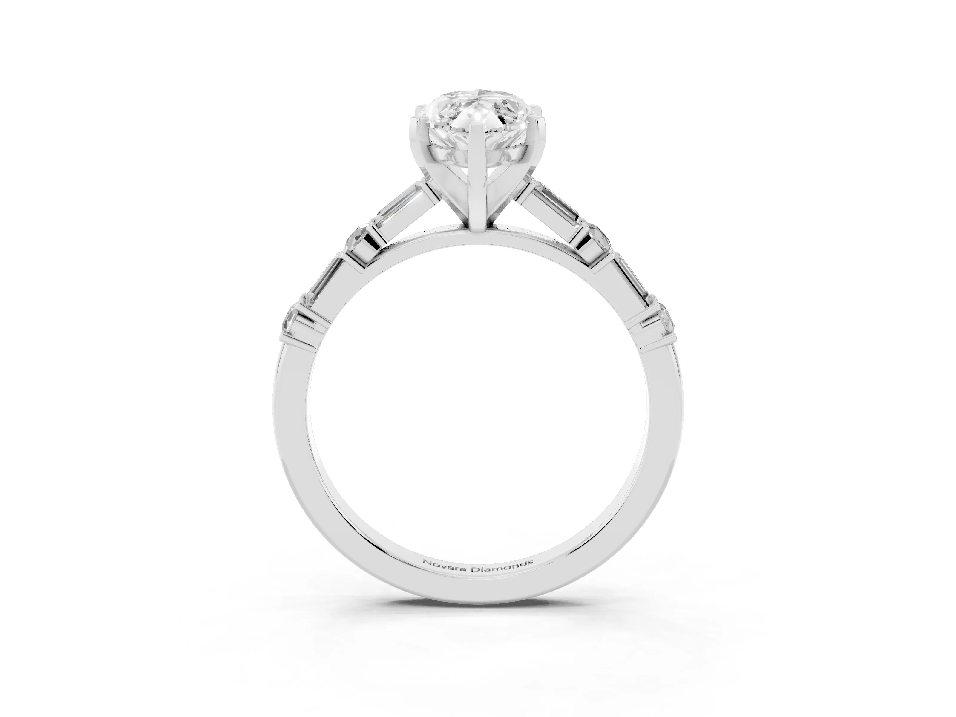 Marquise Cut Diamond Solitaire Set in Platinum with Side Baguettes and Channel Set Band