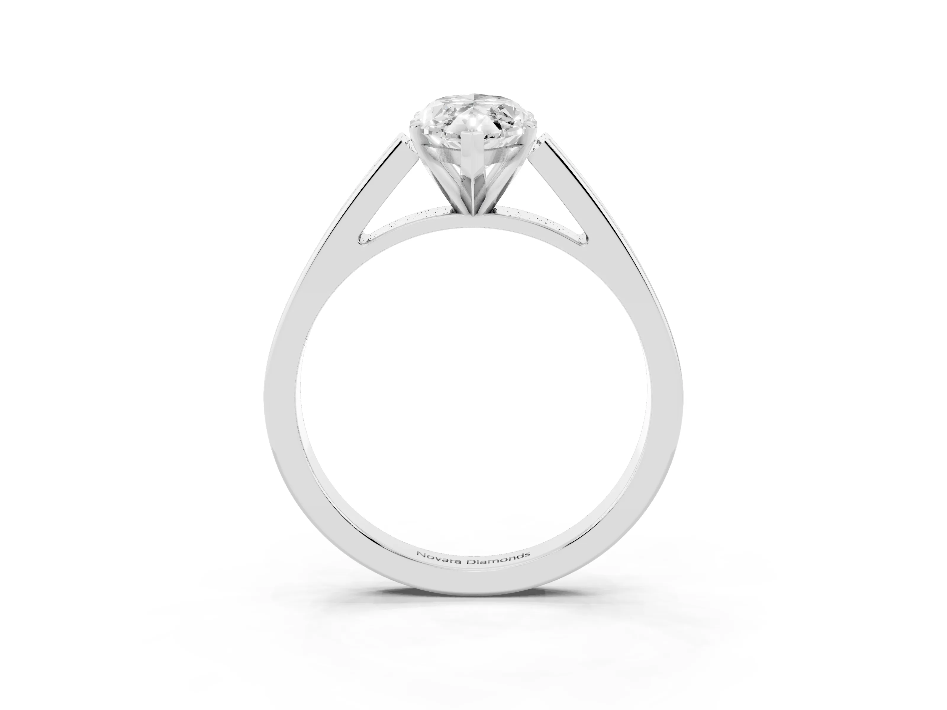 Marquise Cut Diamond Solitaire Engagement Ring Set in Platinum with Prong Setting and Tapered Band