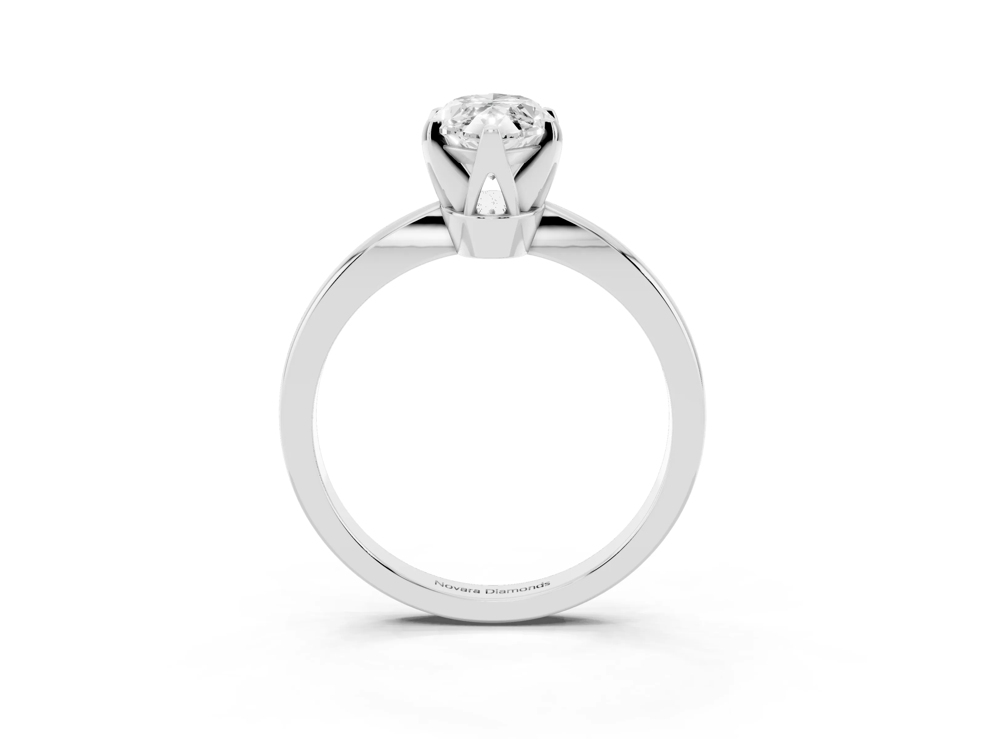 Marquise Cut Diamond Solitaire Engagement Ring Set in White gold with Slim Tapered Solitaire Band