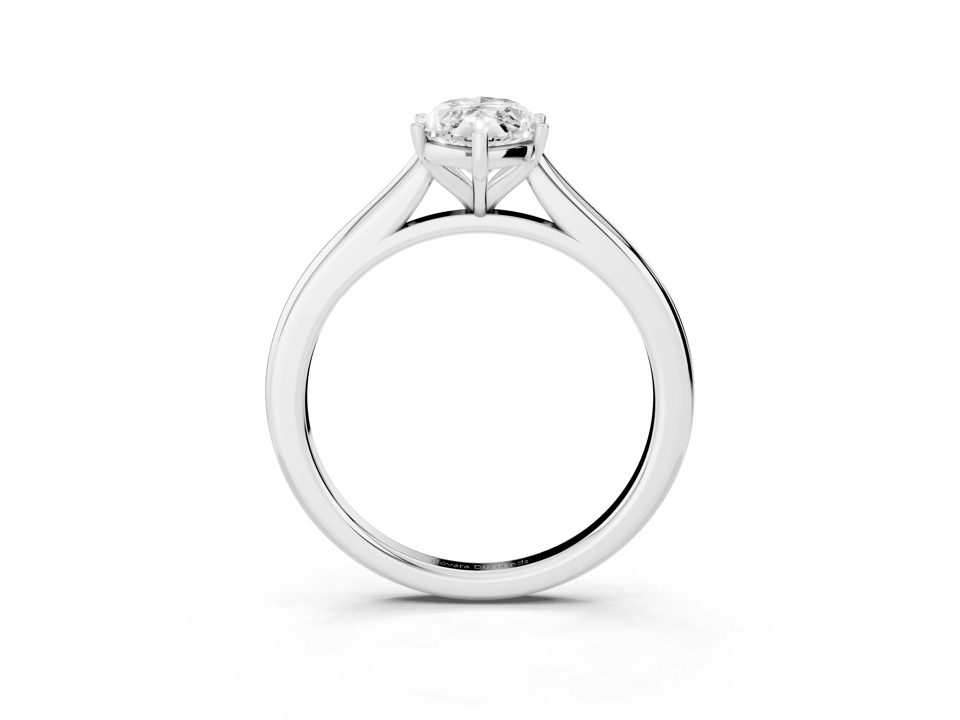Marquise Cut Diamond Solitaire Ring Set in Silver with Cathedral Band and Prong Setting