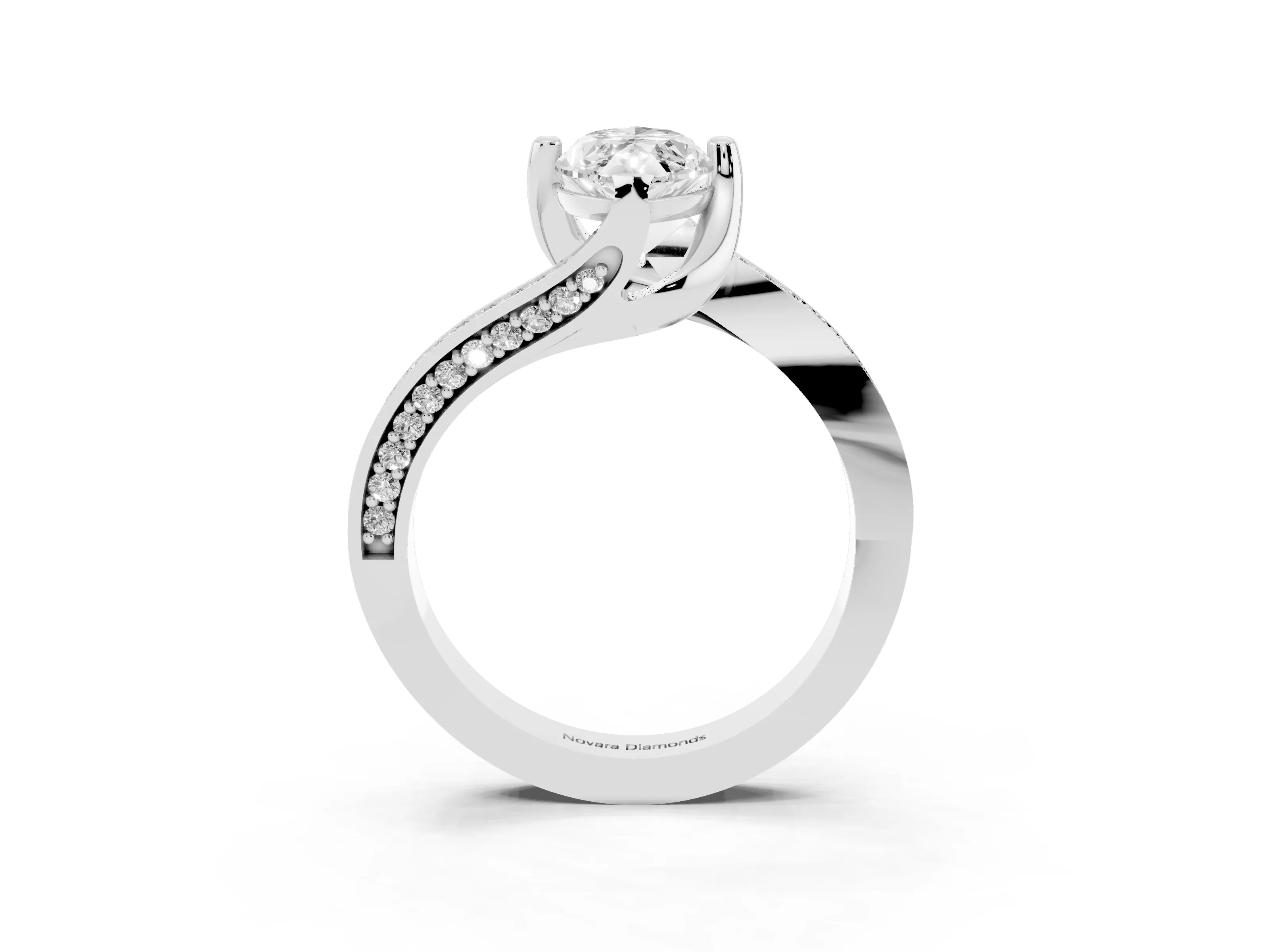 Marquise Cut Diamond Solitaire Ring Set in Platinum with Intertwined Pavé Twist Band