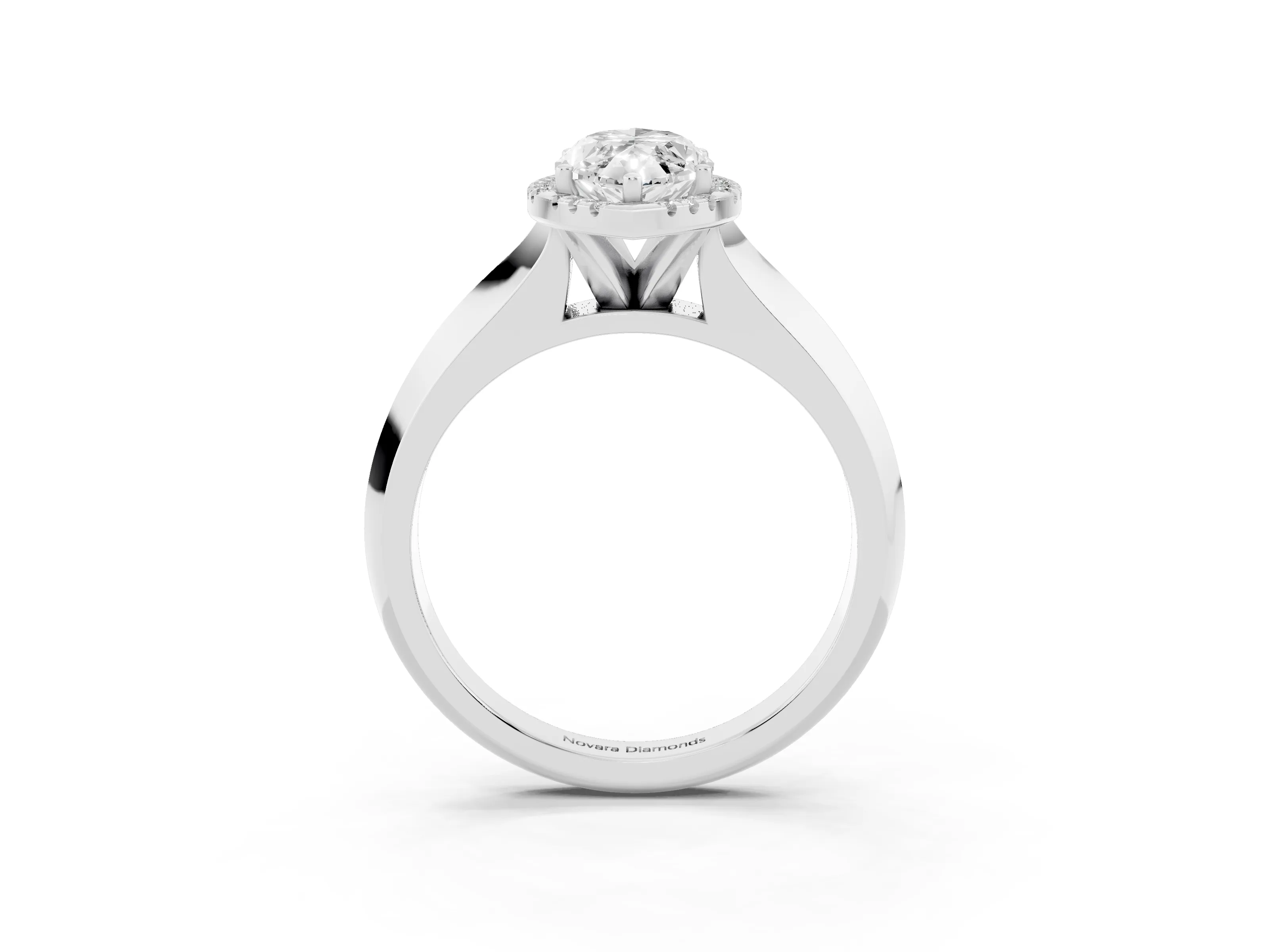 Marquise Cut Diamond Halo Ring Set in Platinum with Cathedral Band and Prong Setting