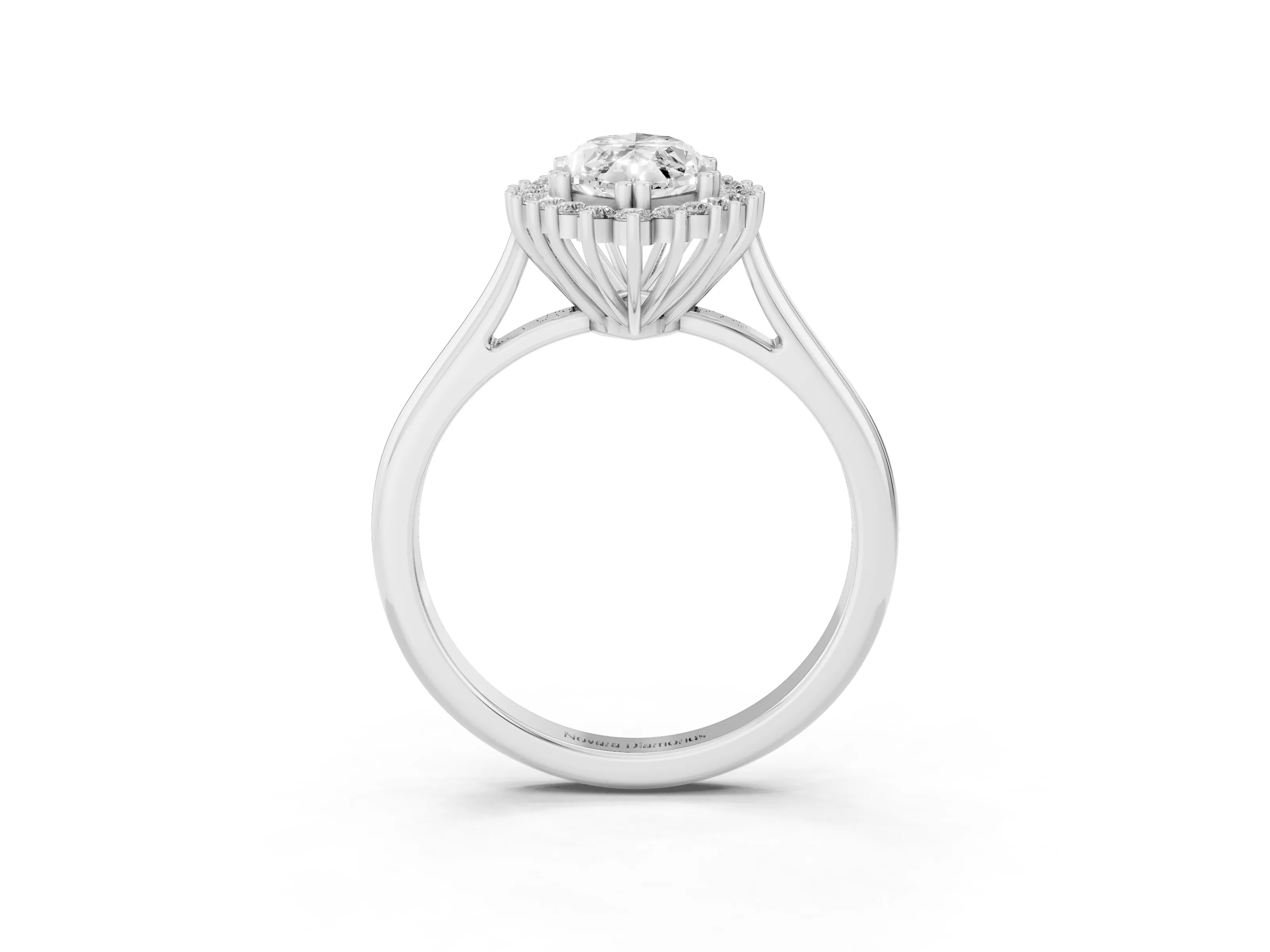 Marquise Cut Diamond Halo Ring Set in Silver with Plain Solitaire Band and Prong Setting